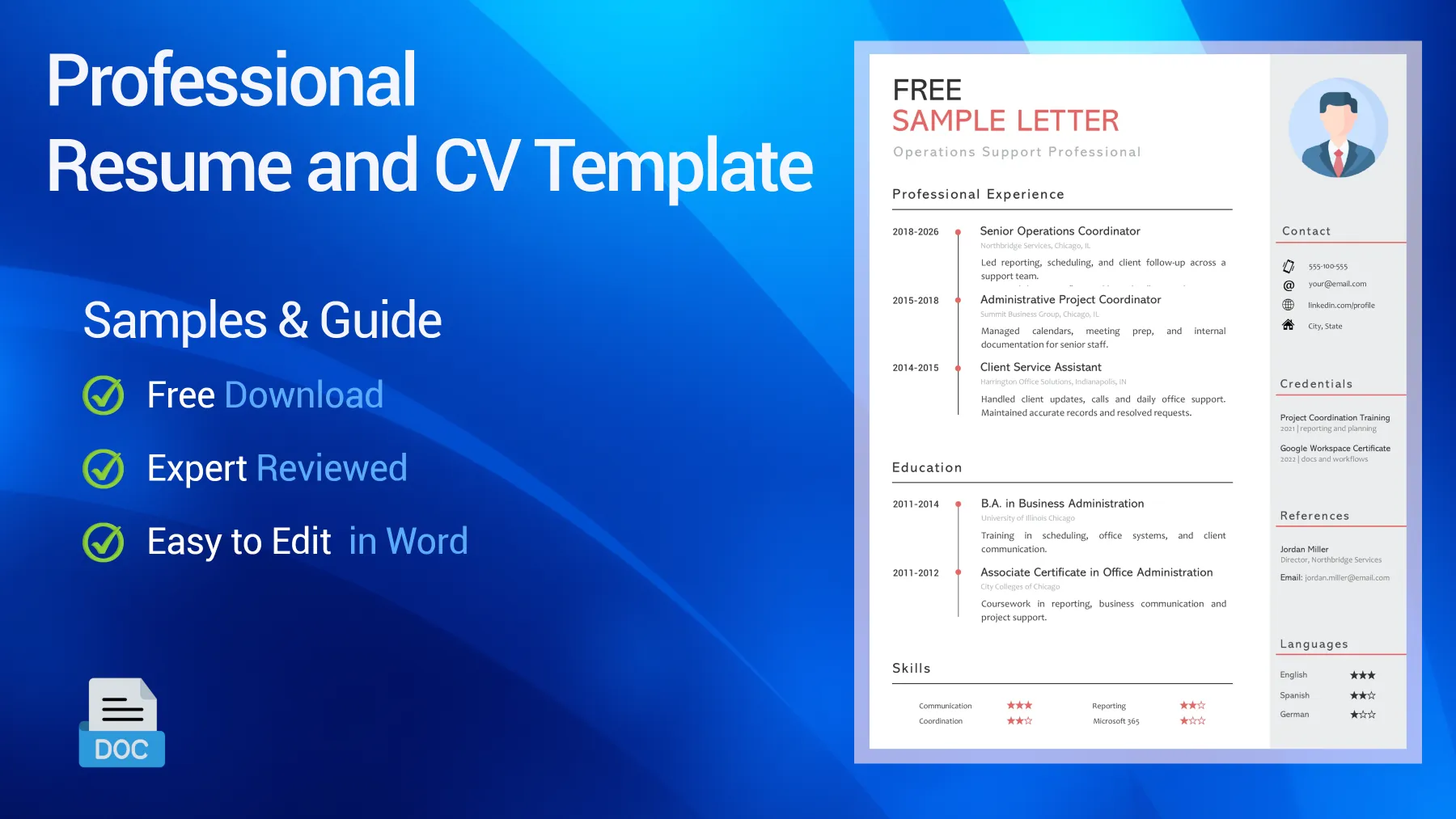 Professional CV sample with a polished business-ready layout for office and corporate applications