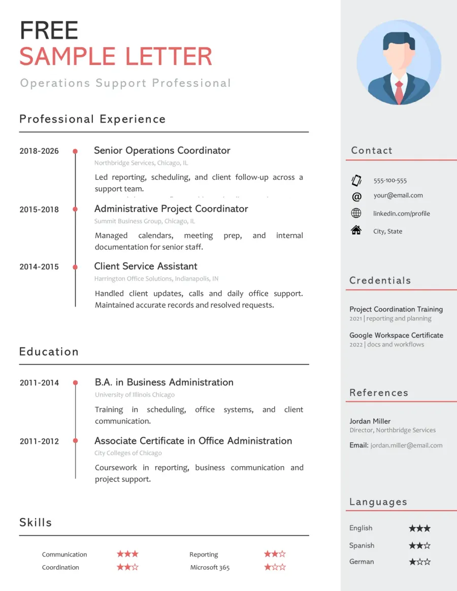 Preview of the Free Professional CV Example You Can Download