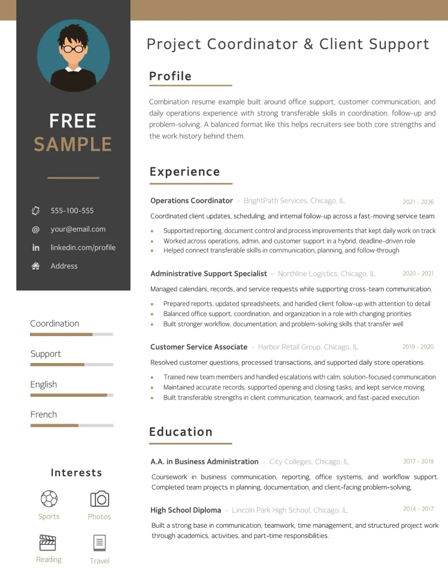 Preview of the Free Combination CV Example You Can Download