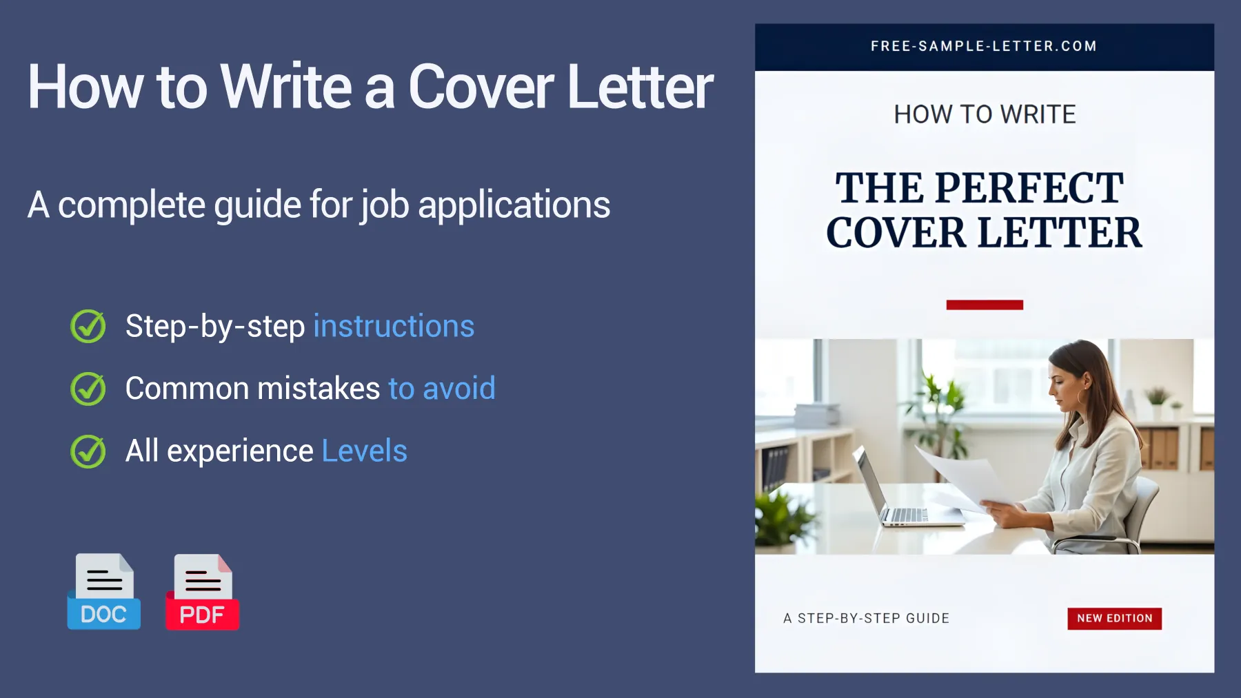 Downloadable cover letter writing guide with examples, tips and templates