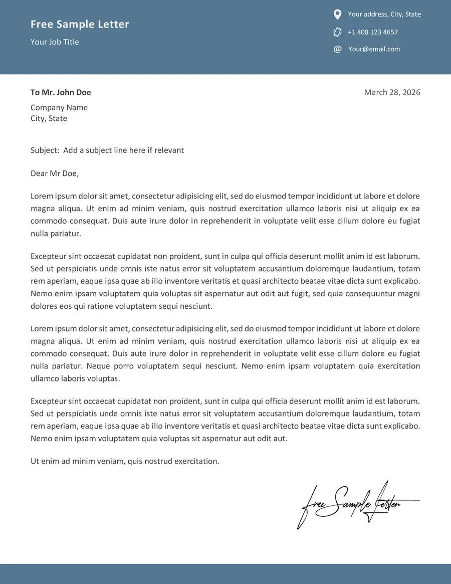 What a Clean Cover Letter Looks Like on the Page