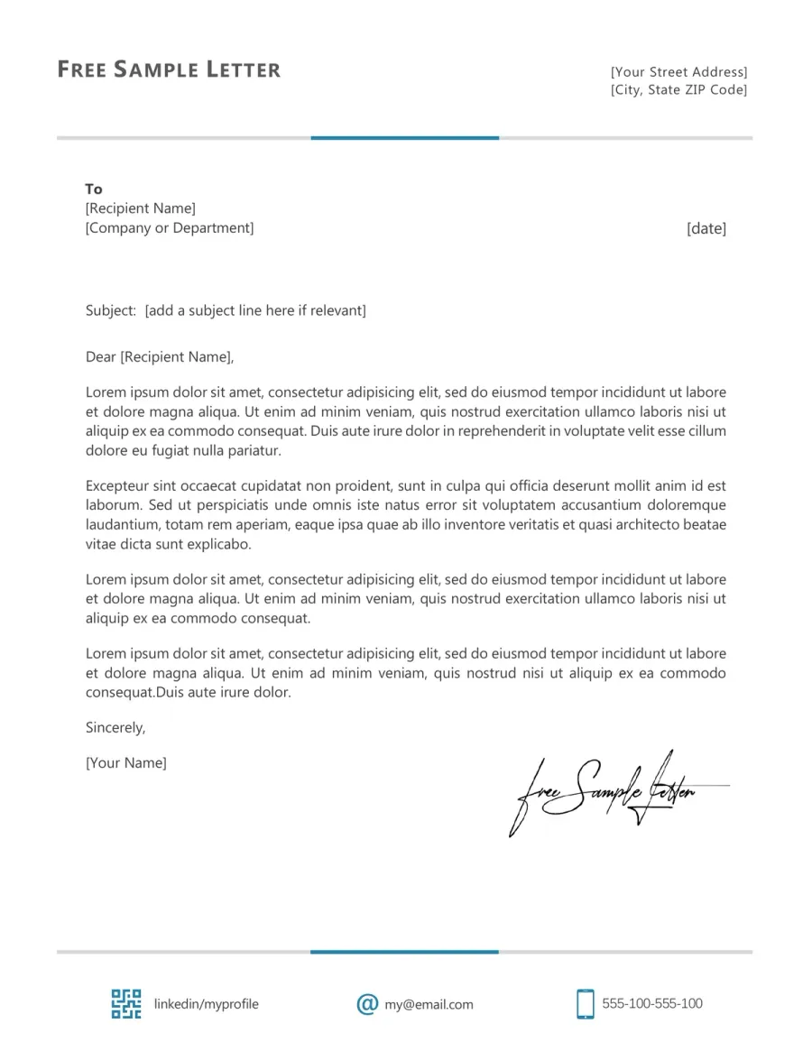 Preview of a Classic Letter Example