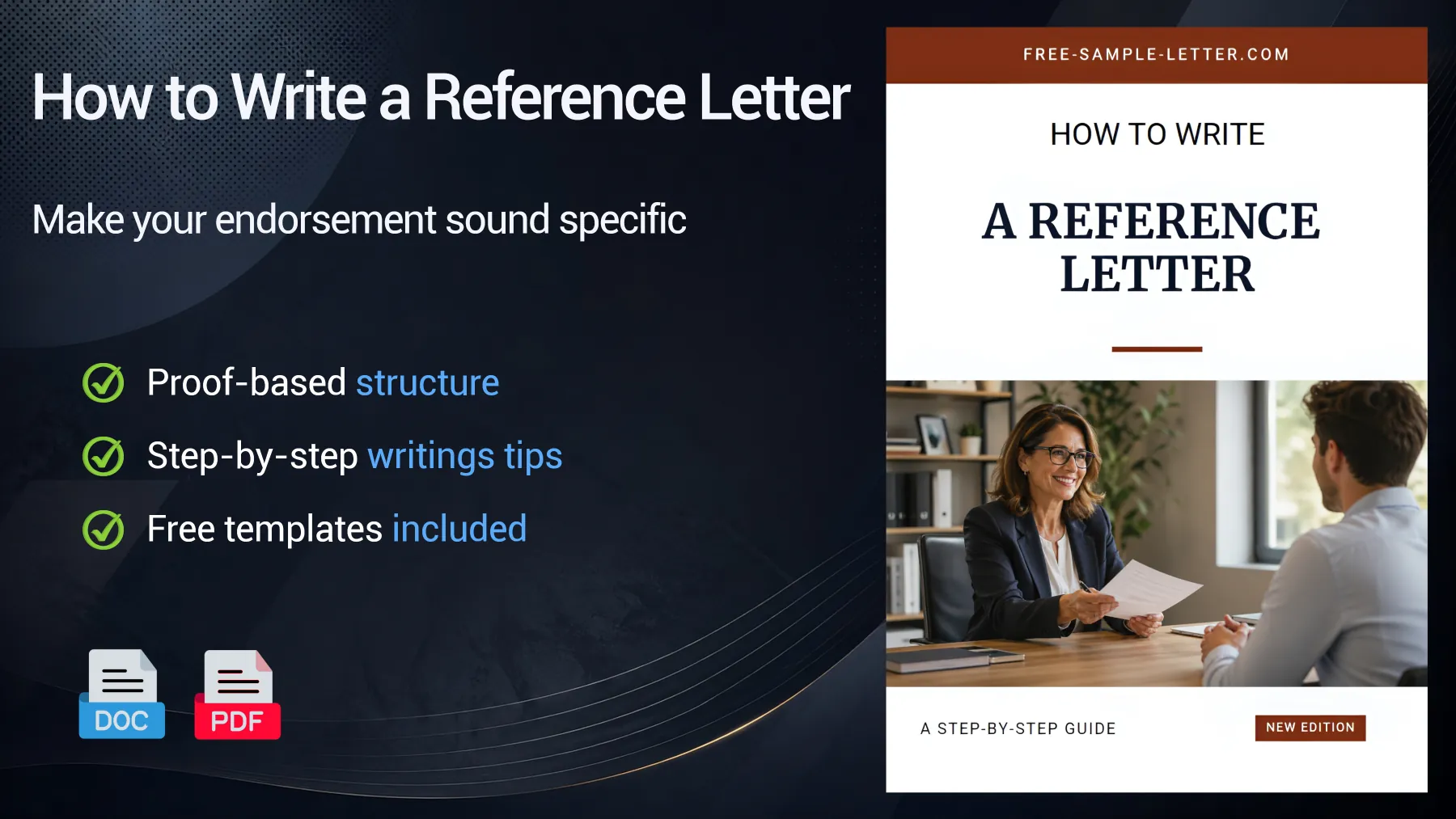Downloadable recommendation letter writing guide with examples, reference letter tips and templates