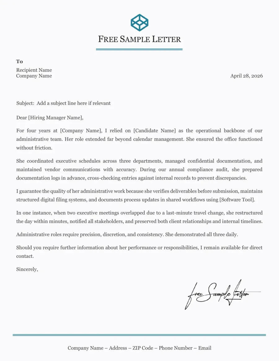 What a Clean Recommendation Letter Looks Like on the Page