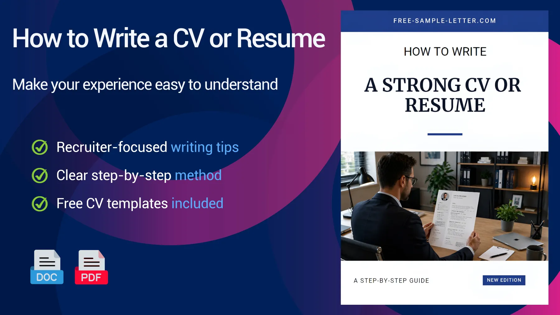 Downloadable CV or Resume writing guide with examples, tips and templates