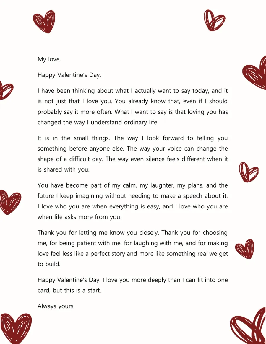 Preview of the Valentine’s Day Message Template You Can Download