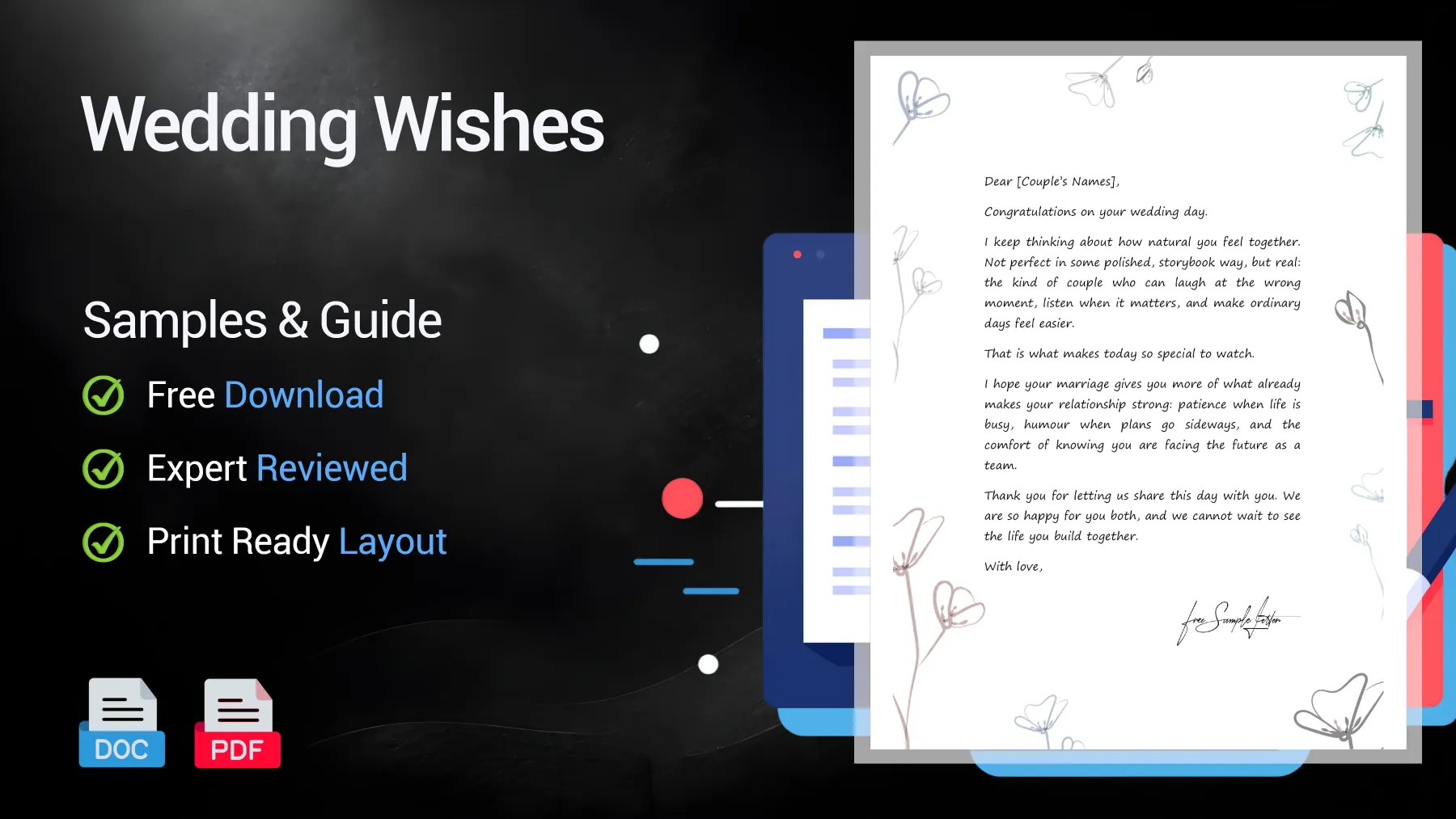 Example of wedding wishes and card messages for a newly married couple