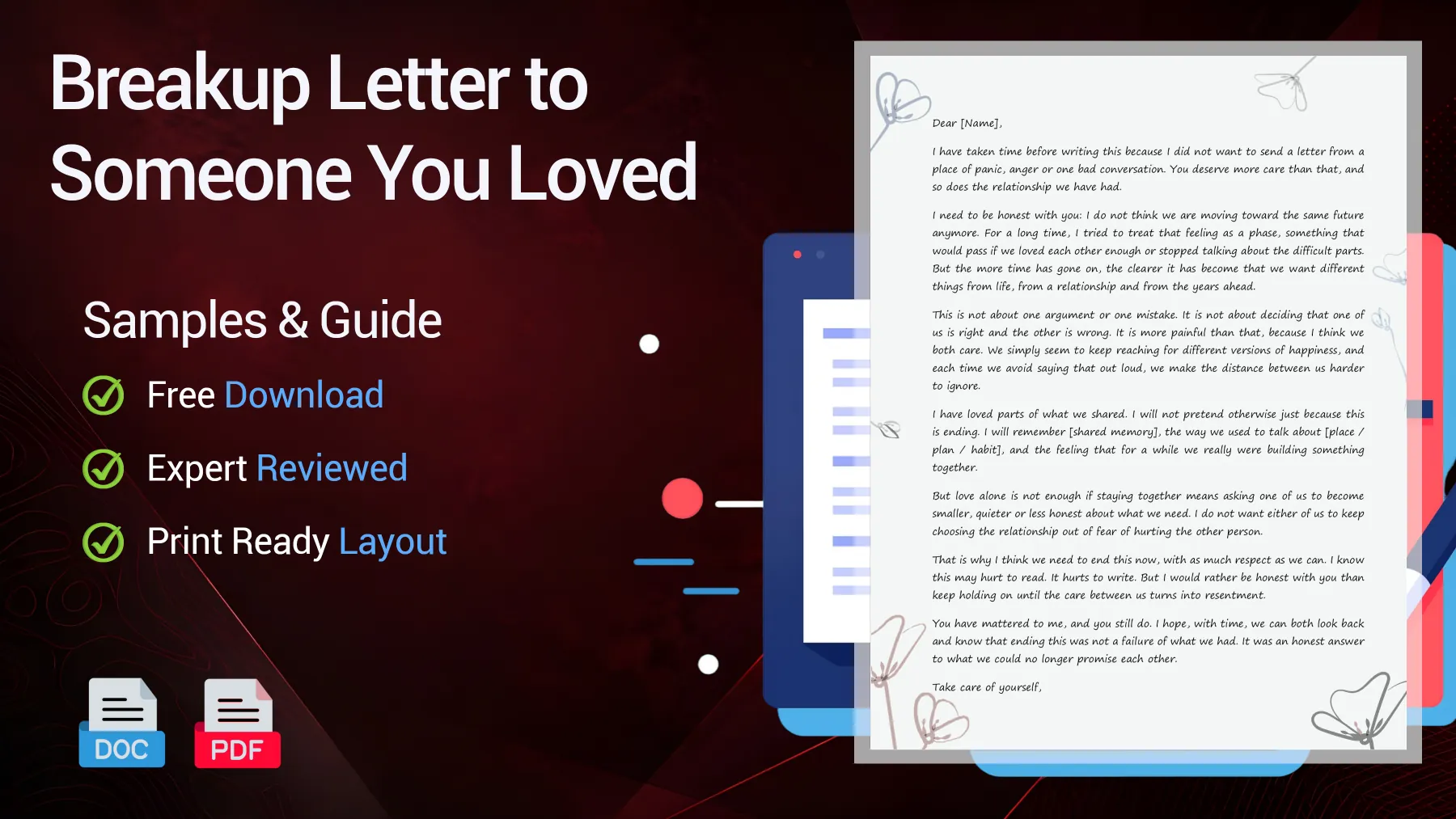 Example of a breakup letter written with calm and respectful wording