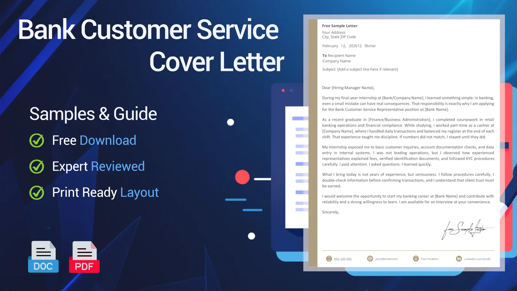 Example of a Bank Customer Service Representative cover letter for a retail banking position