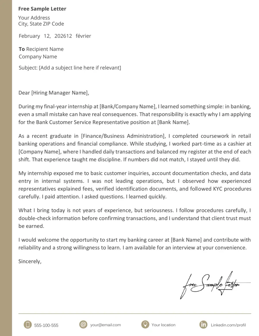 Preview & Download – Bank CSR Cover Letter Template
