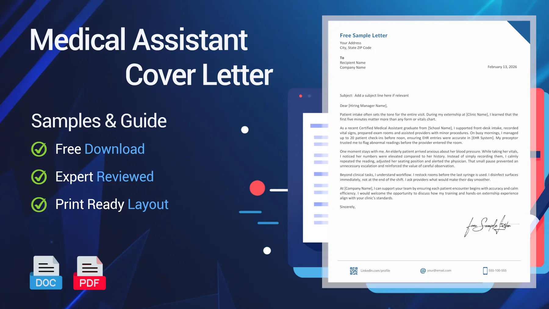Example of a Medical Assistant cover letter for a clinical position