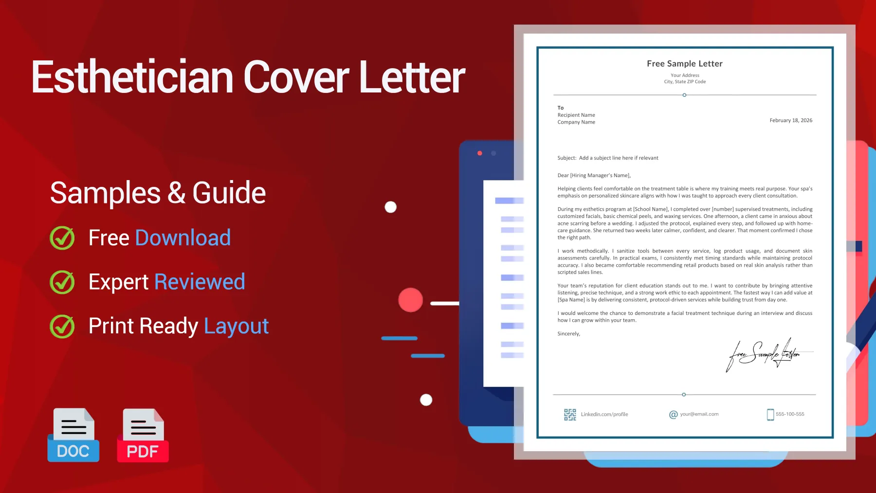 Example of an esthetician cover letter for a spa position