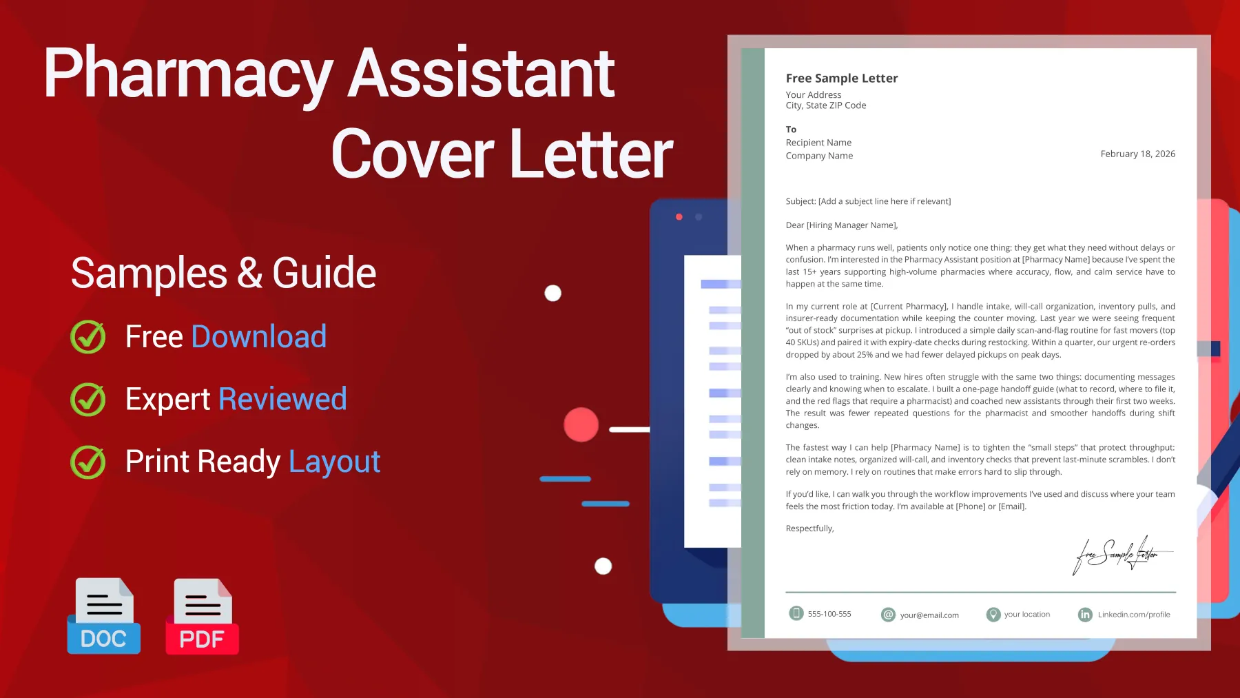 Example of a Pharmacy Assistant cover letter for a pharmacy assistant position