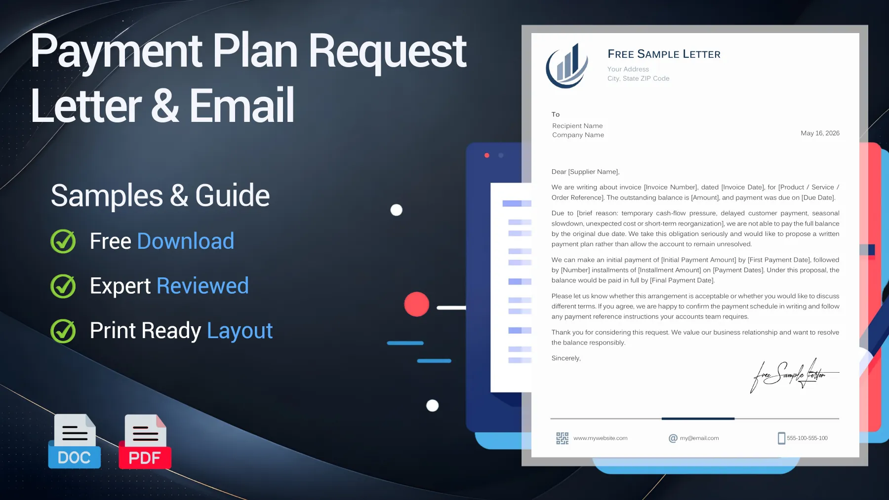 Example of a payment plan request letter to a supplier or business creditor