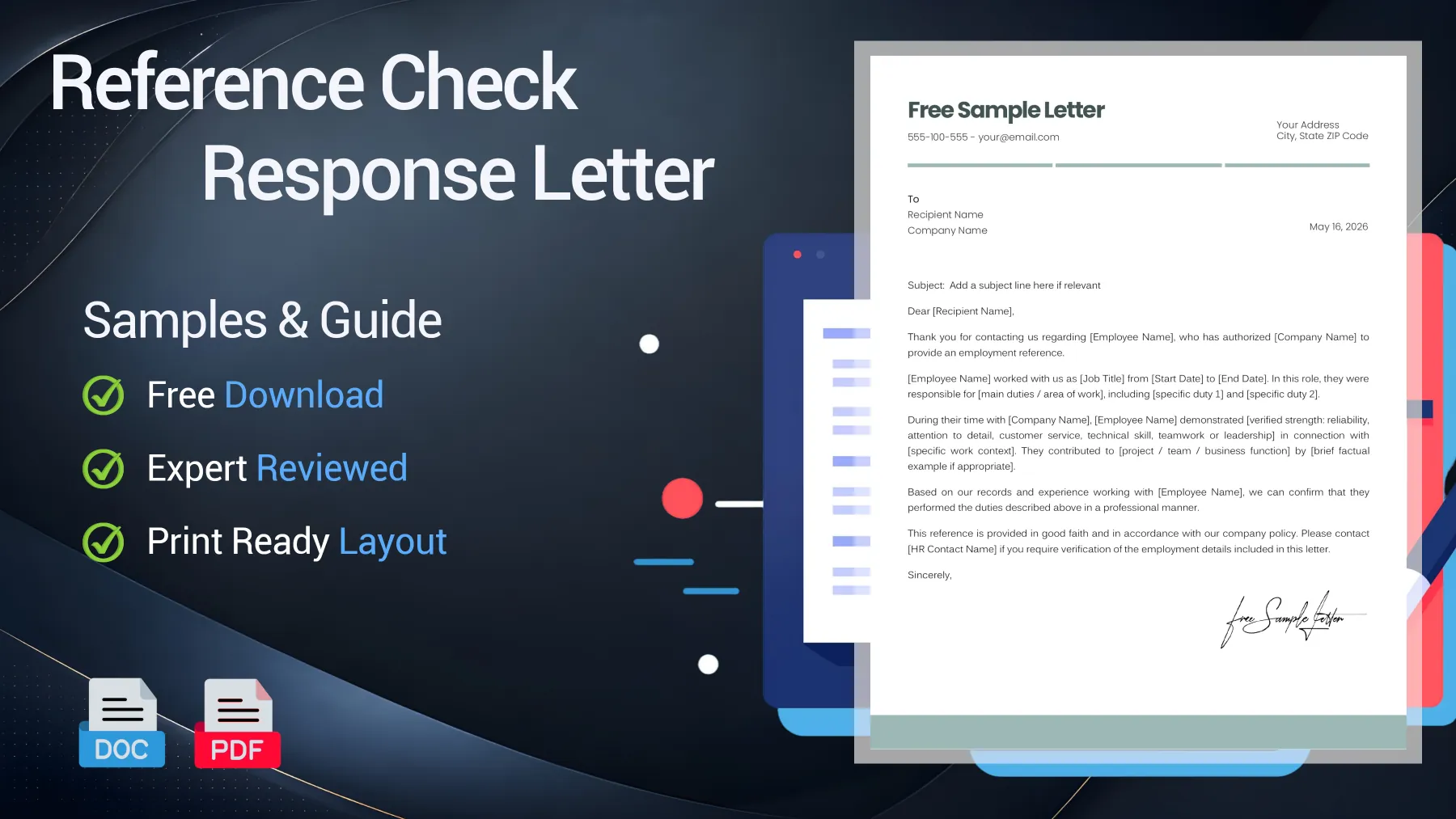 Example of an employment reference check response letter from an employer