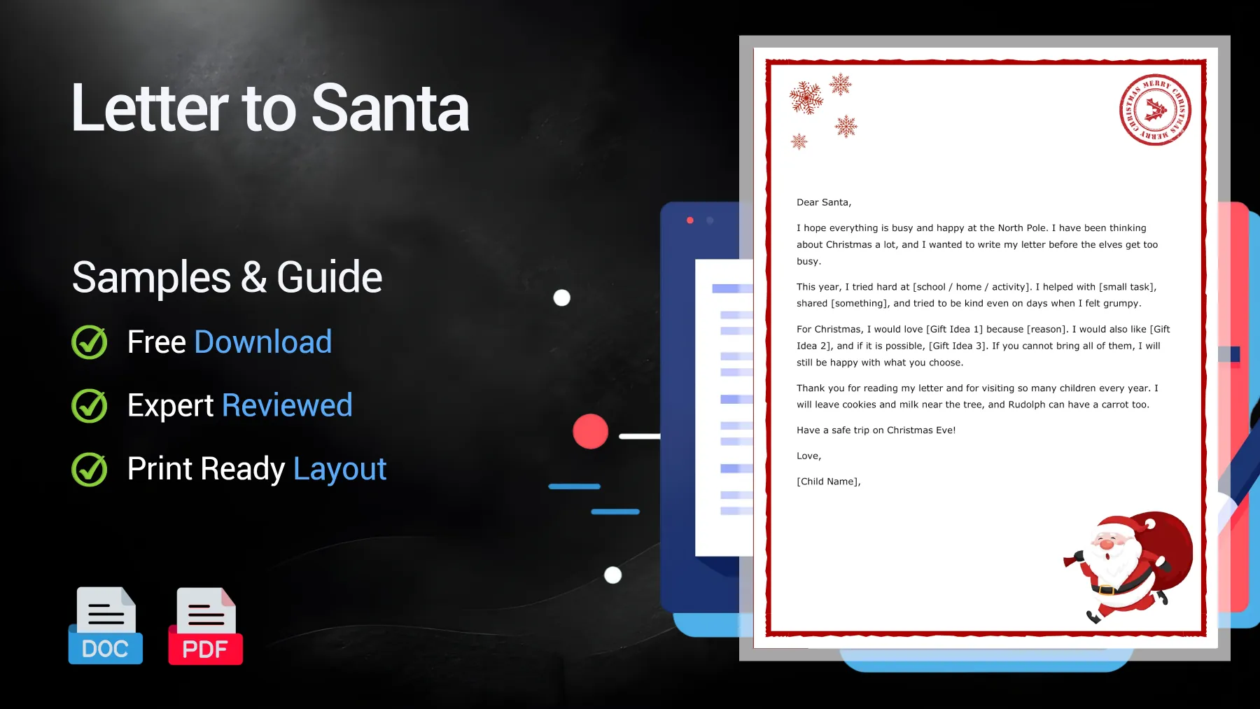 Example of a letter to Santa and Father Christmas template for children