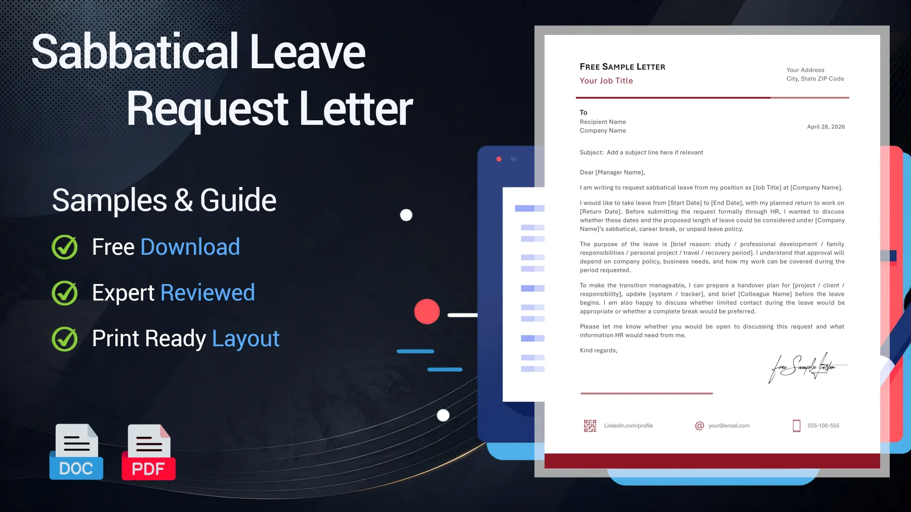 Example of a sabbatical leave request letter for an employee asking for extended time off