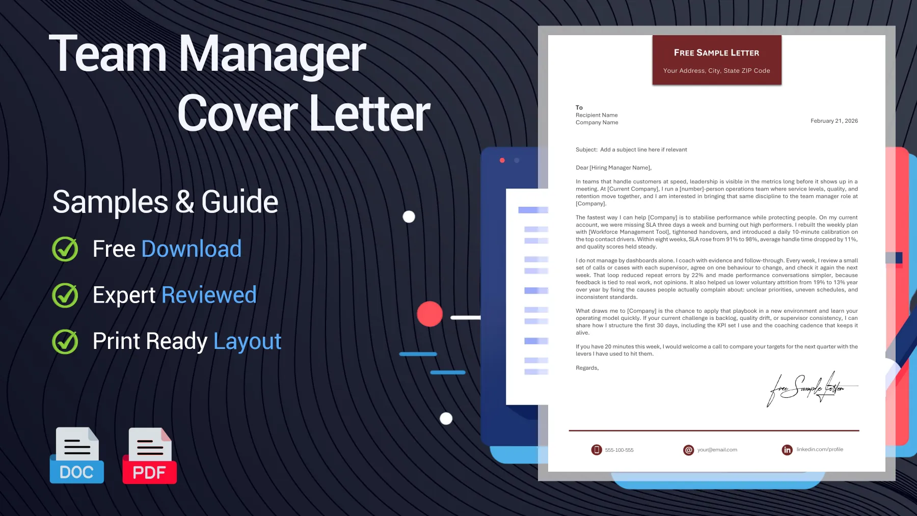 Example of a team manager cover letter for a team manager position