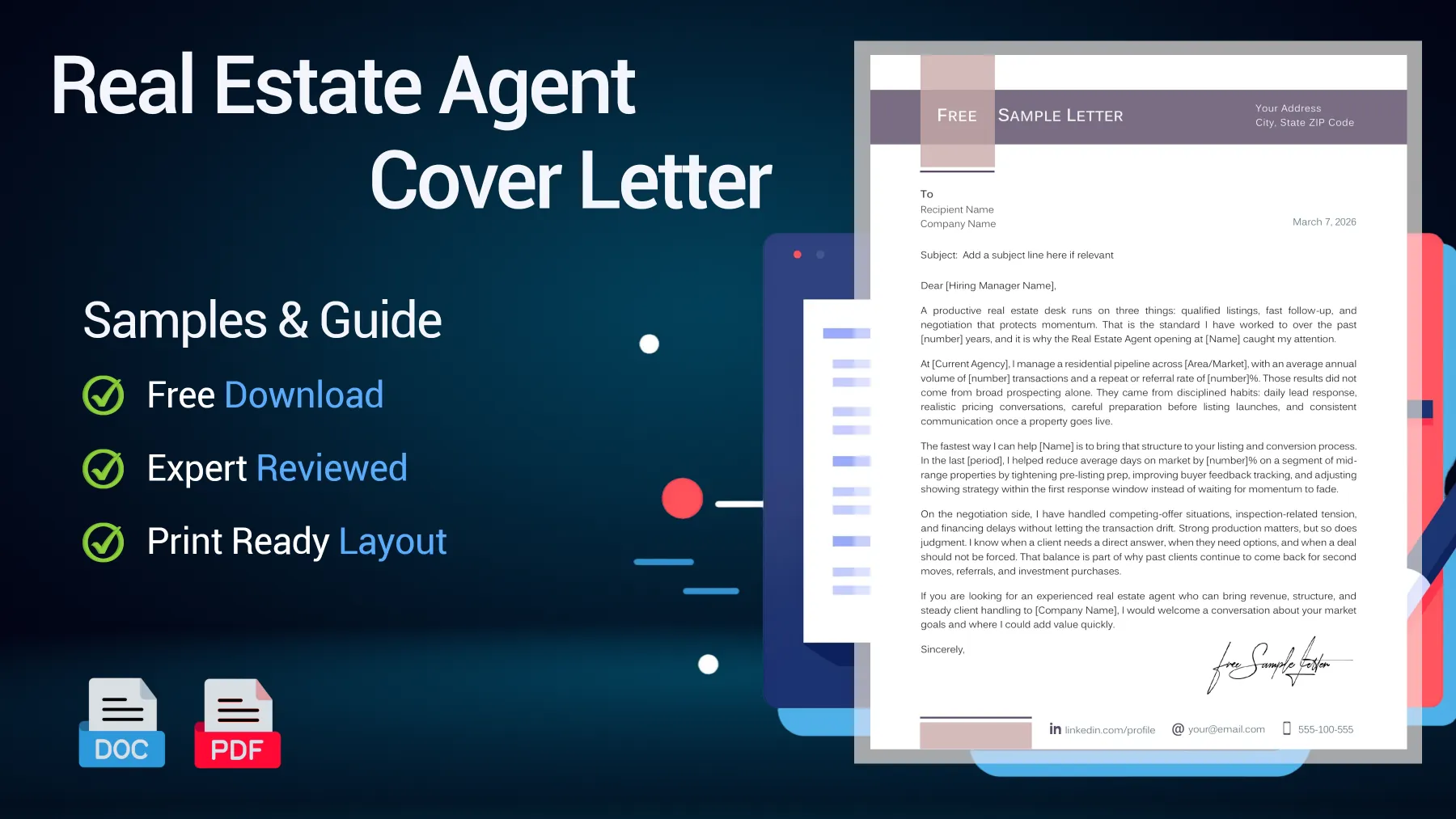Example of a real estate agent cover letter for a property sales position