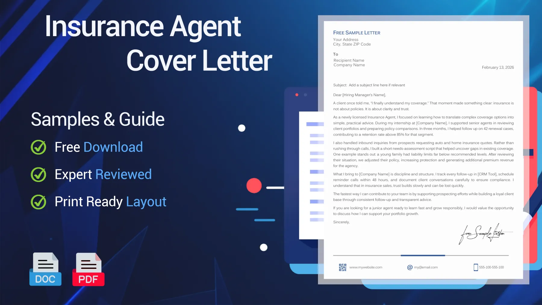 Example of an Insurance Agent cover letter for a sales position