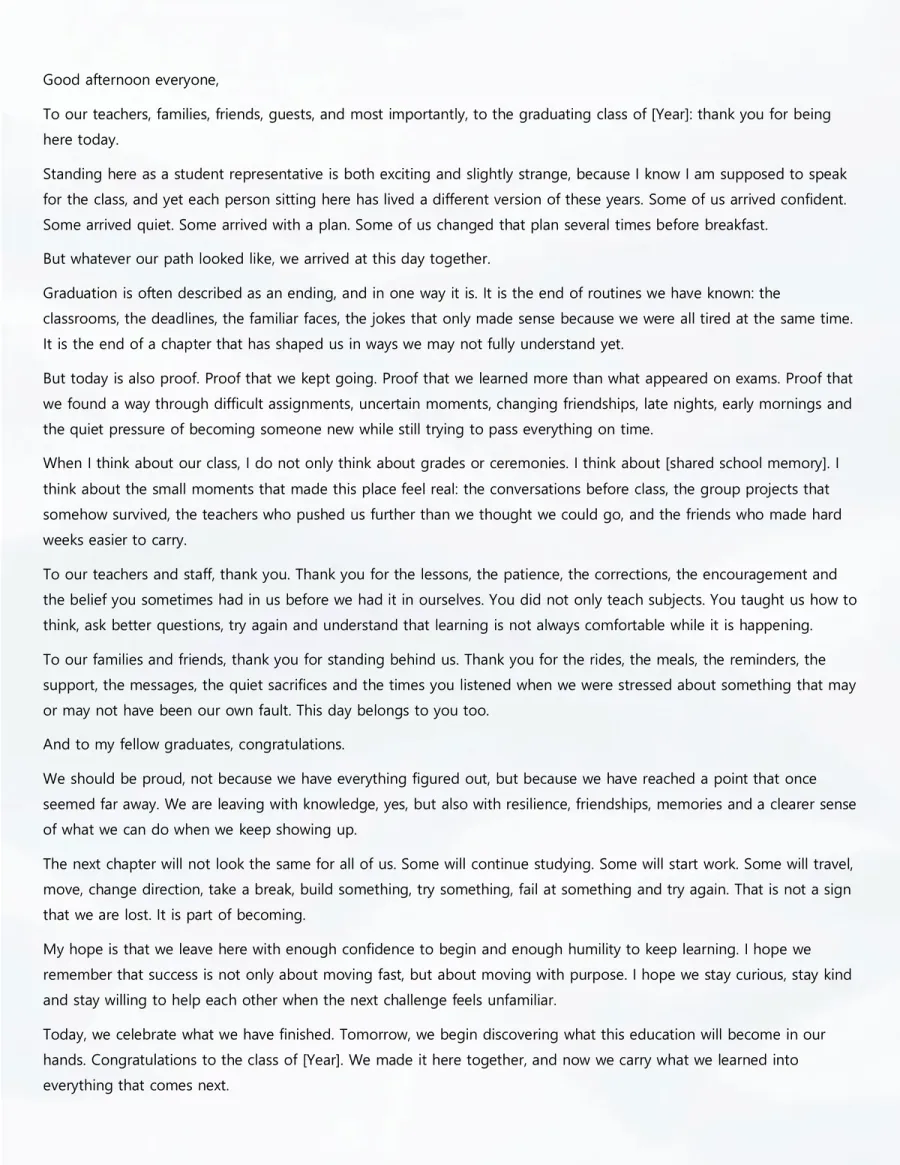 Preview of the Graduation Speech Template You Can Download
