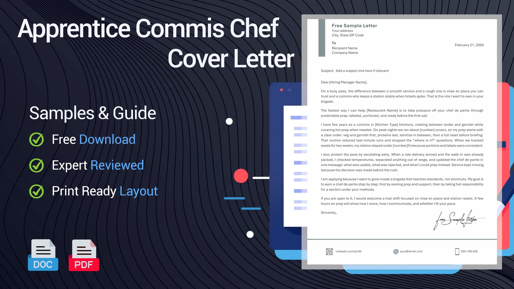 Example of an apprentice commis chef cover letter for an apprentice commis chef position