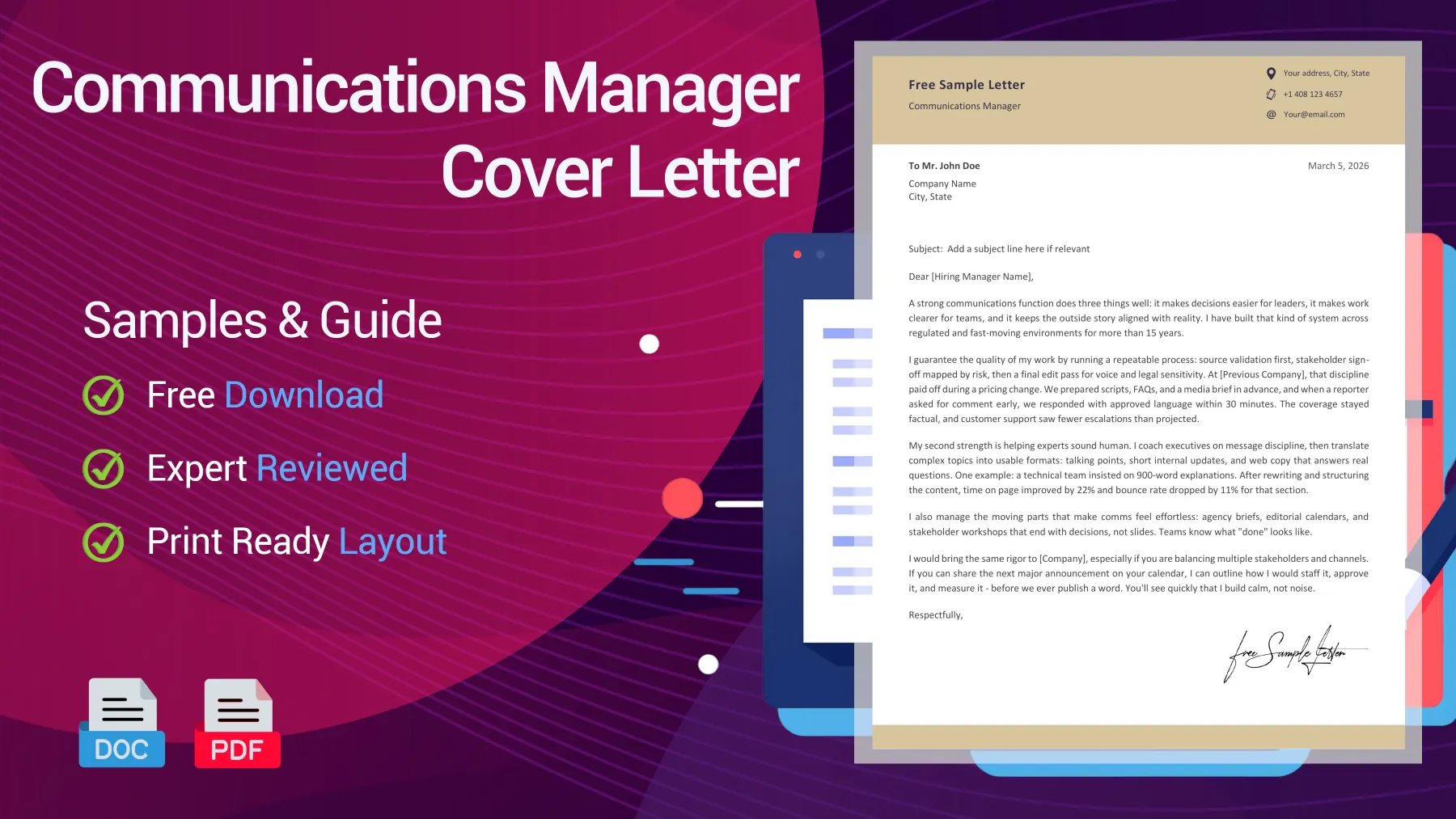 Example of a communications manager cover letter for a communications manager position