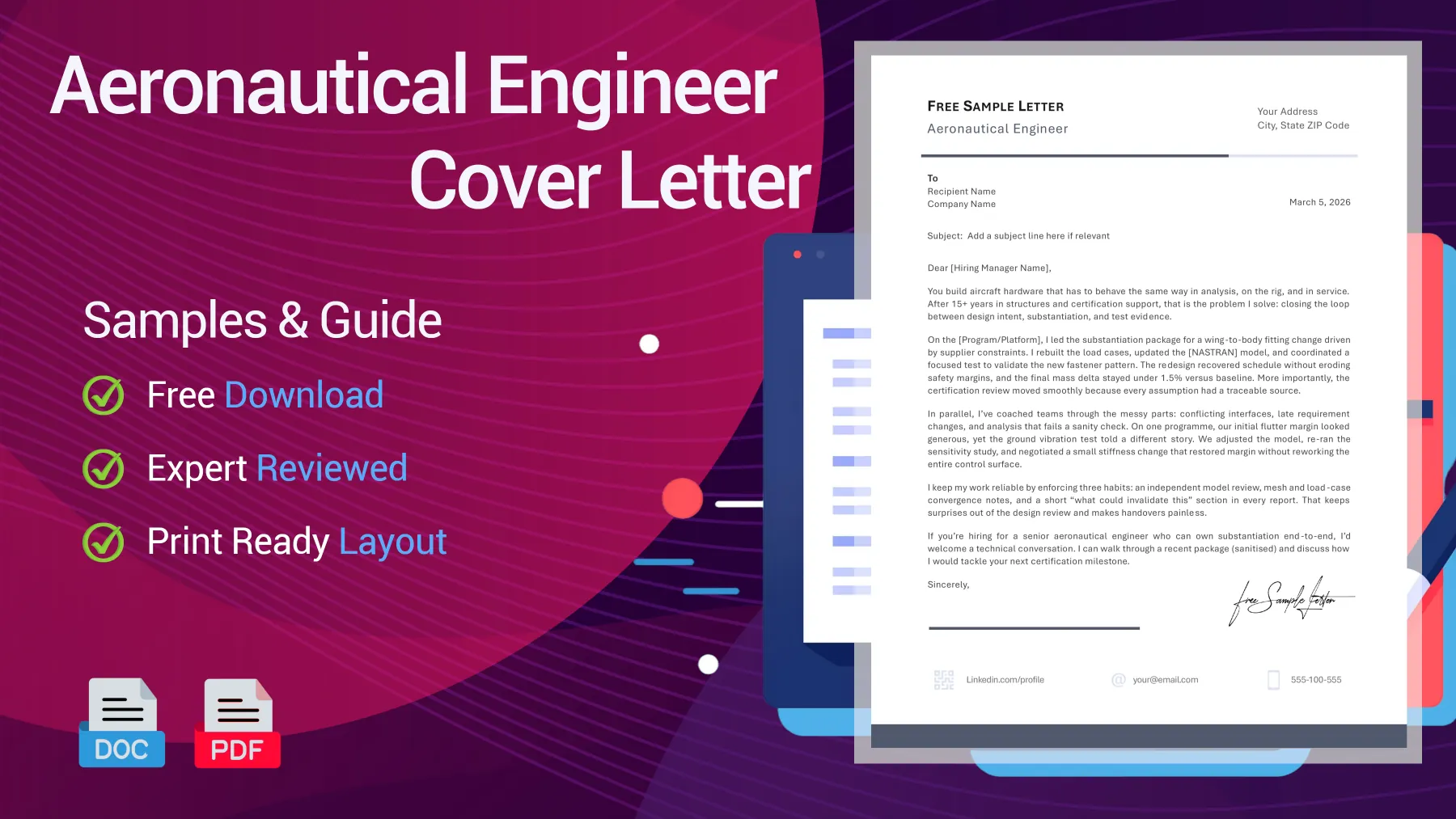 Example of an aeronautical engineer cover letter for an engineering position