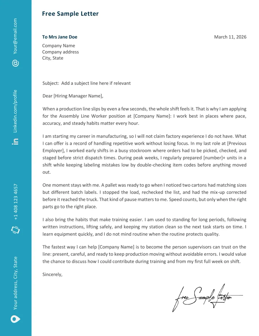 Assembly Line Worker Template Preview Before Word/PDF Download