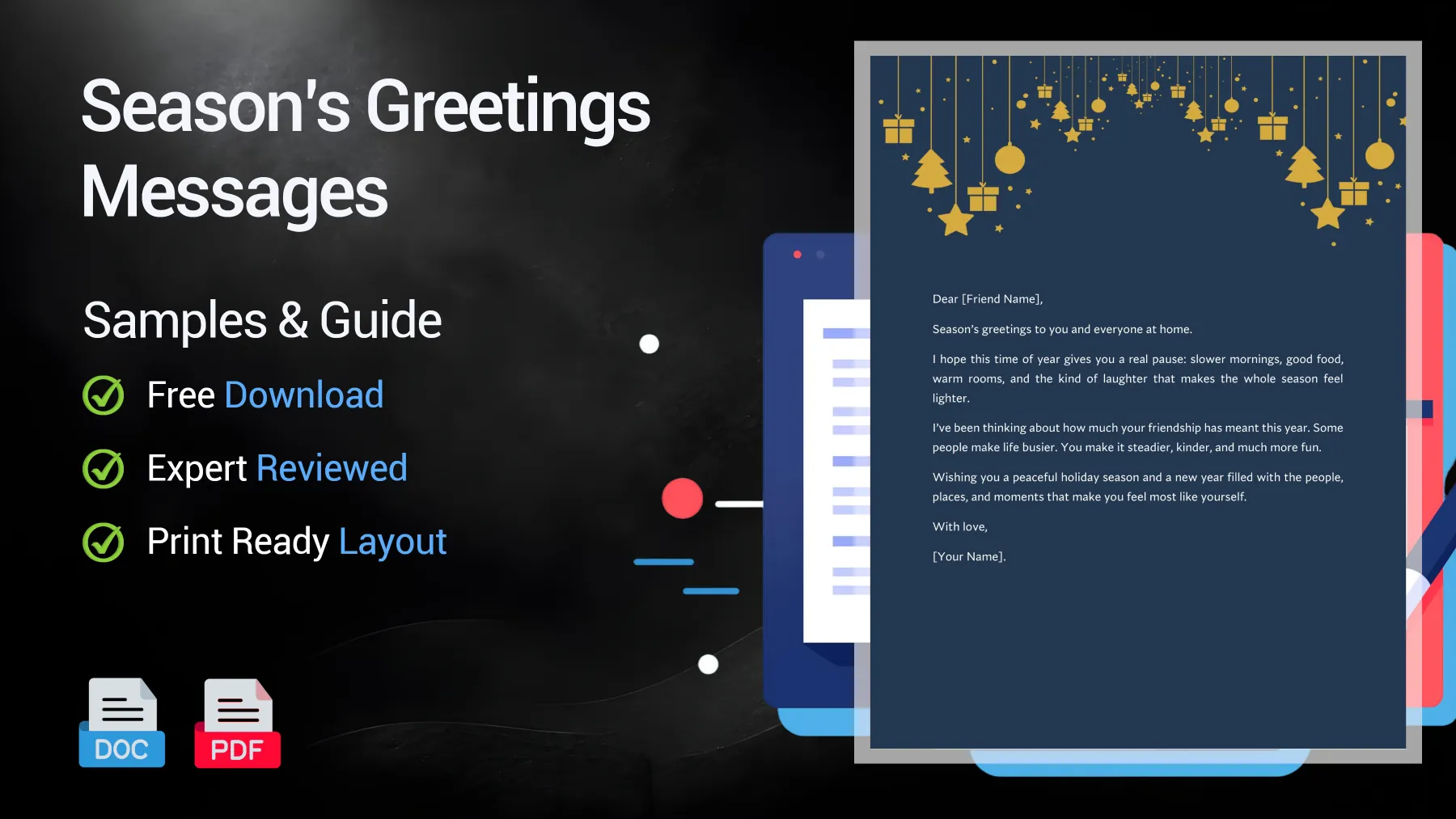 Example of season’s greetings and holiday card messages for family, friends and coworkers