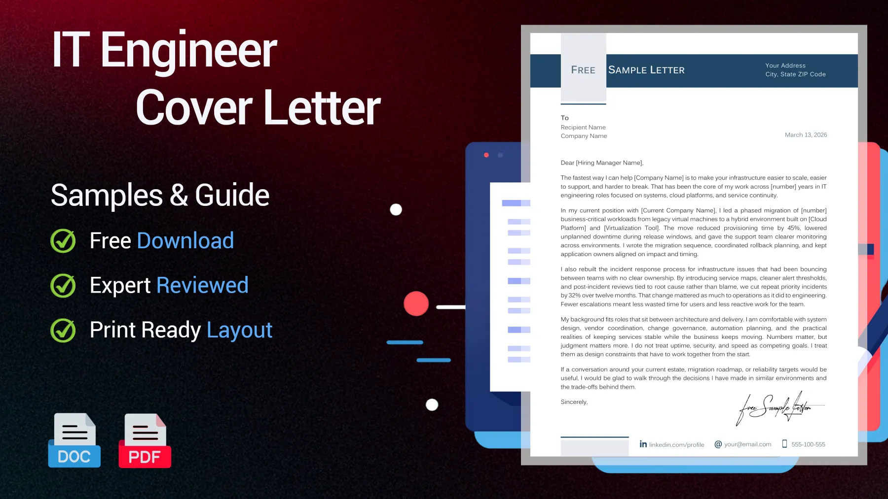 Example of an IT engineer cover letter for an information technology engineer position