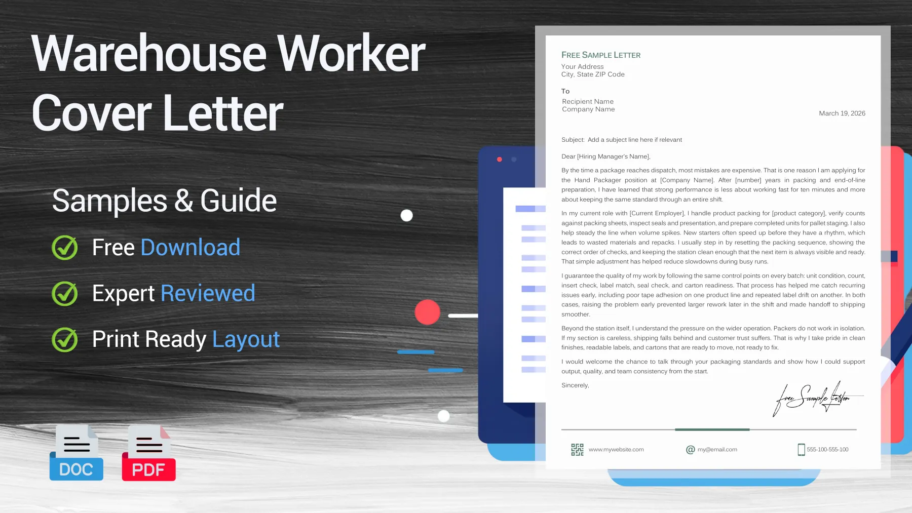 Example of a warehouse worker cover letter for a warehouse position