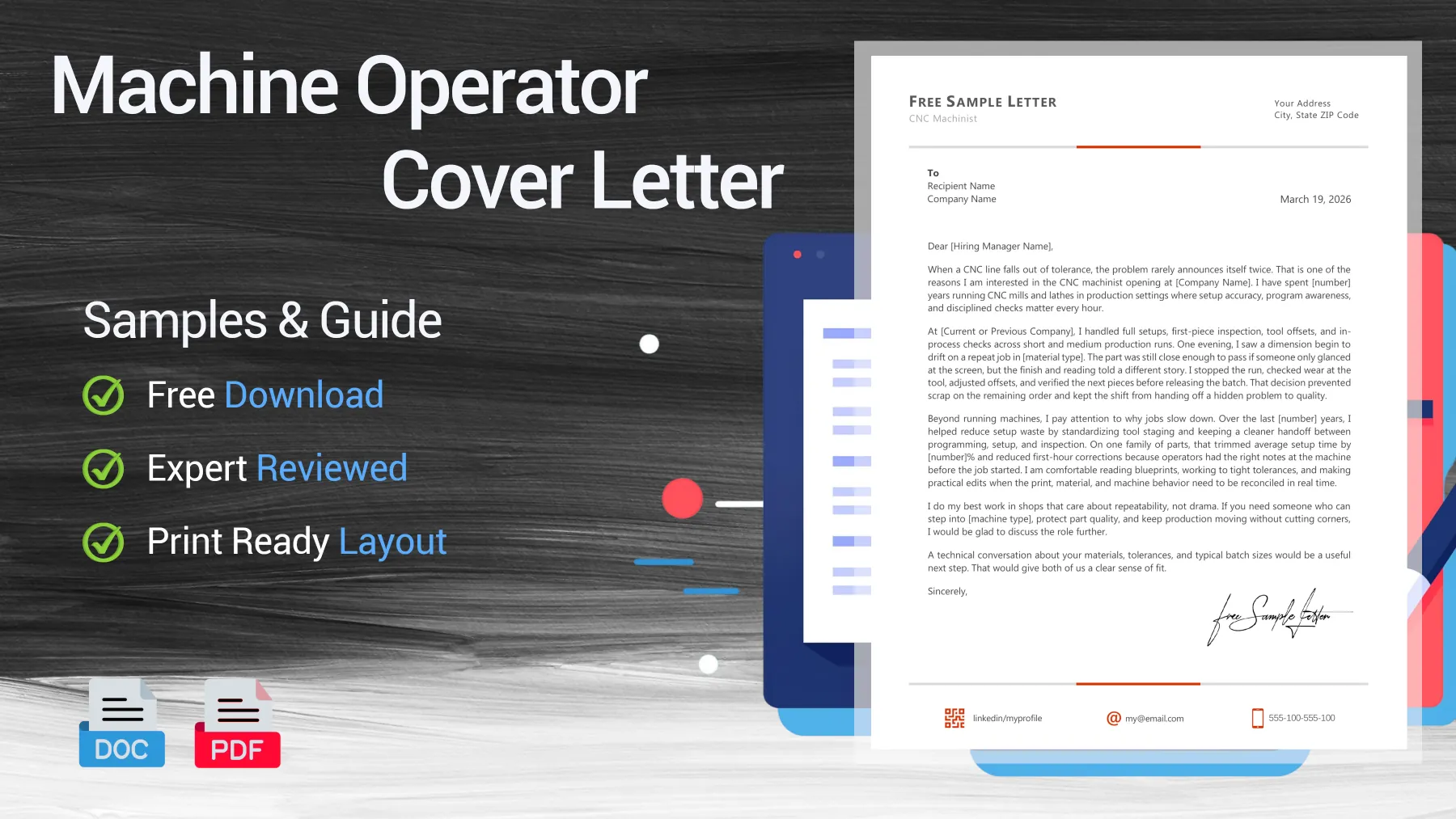 Example of a machine operator cover letter for a CNC machinist position