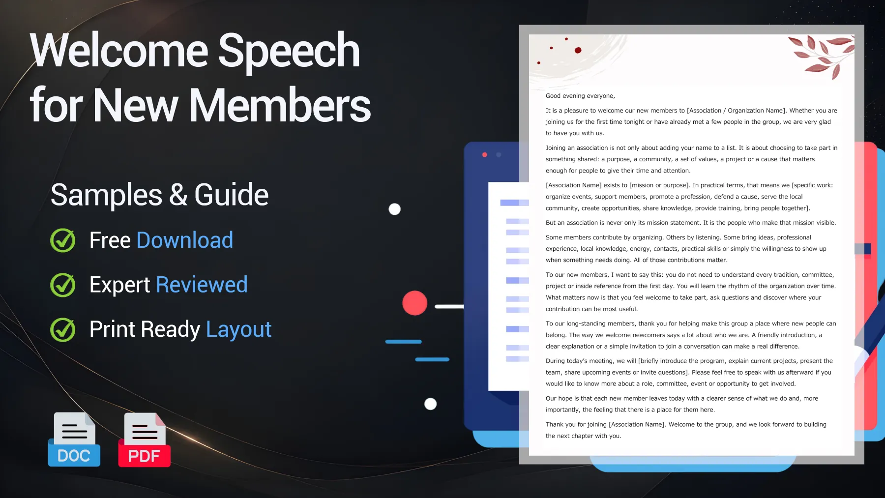 Example of a welcome speech for new employees, members and volunteers