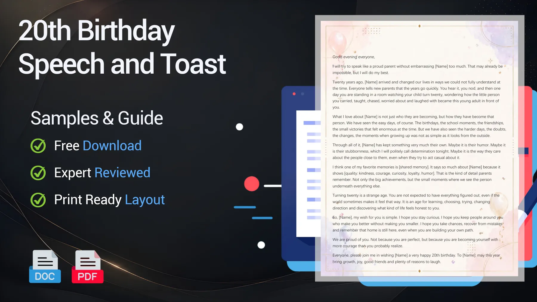 Example of a 20th birthday speech and birthday toast