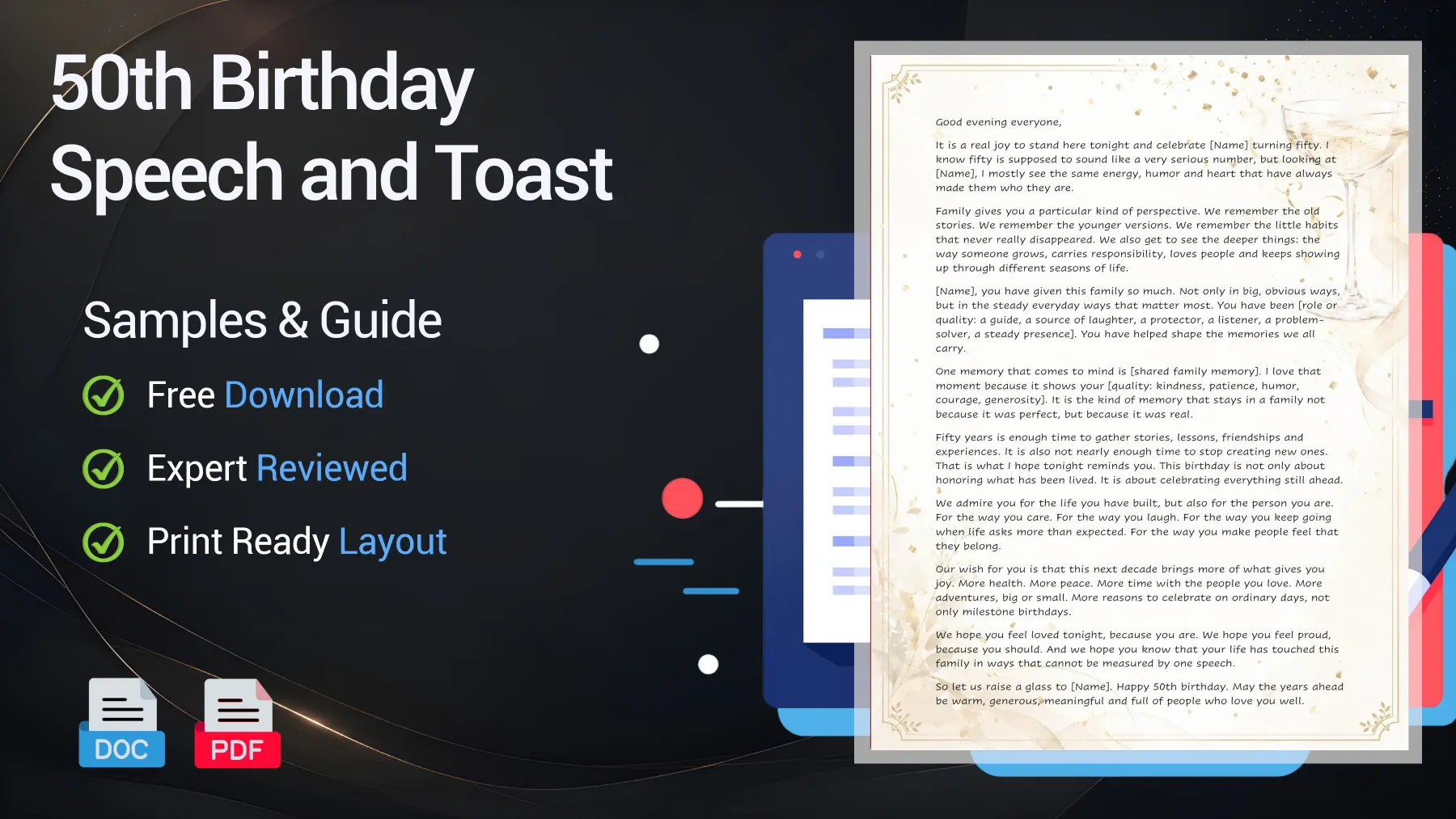 Example of a 50th birthday speech and milestone birthday toast