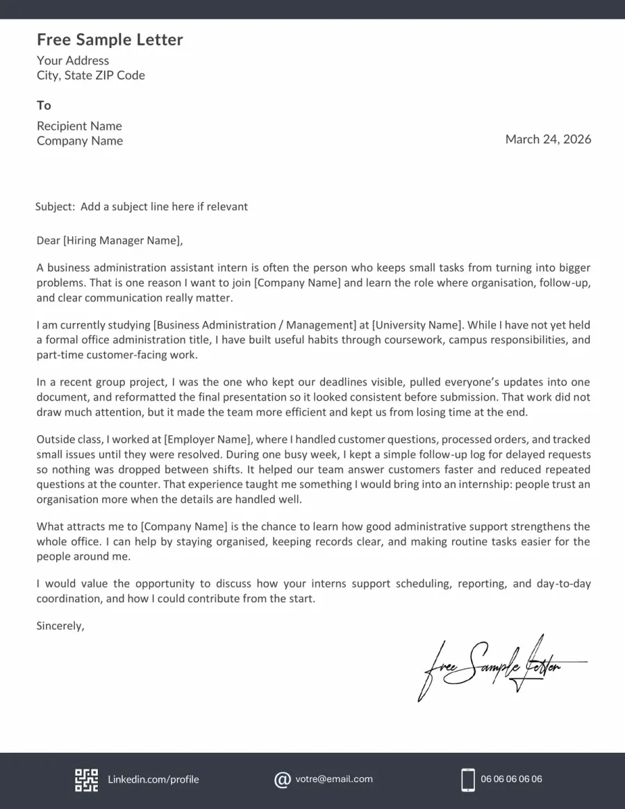 Business Administration Internship Template Preview Before Word/PDF Download