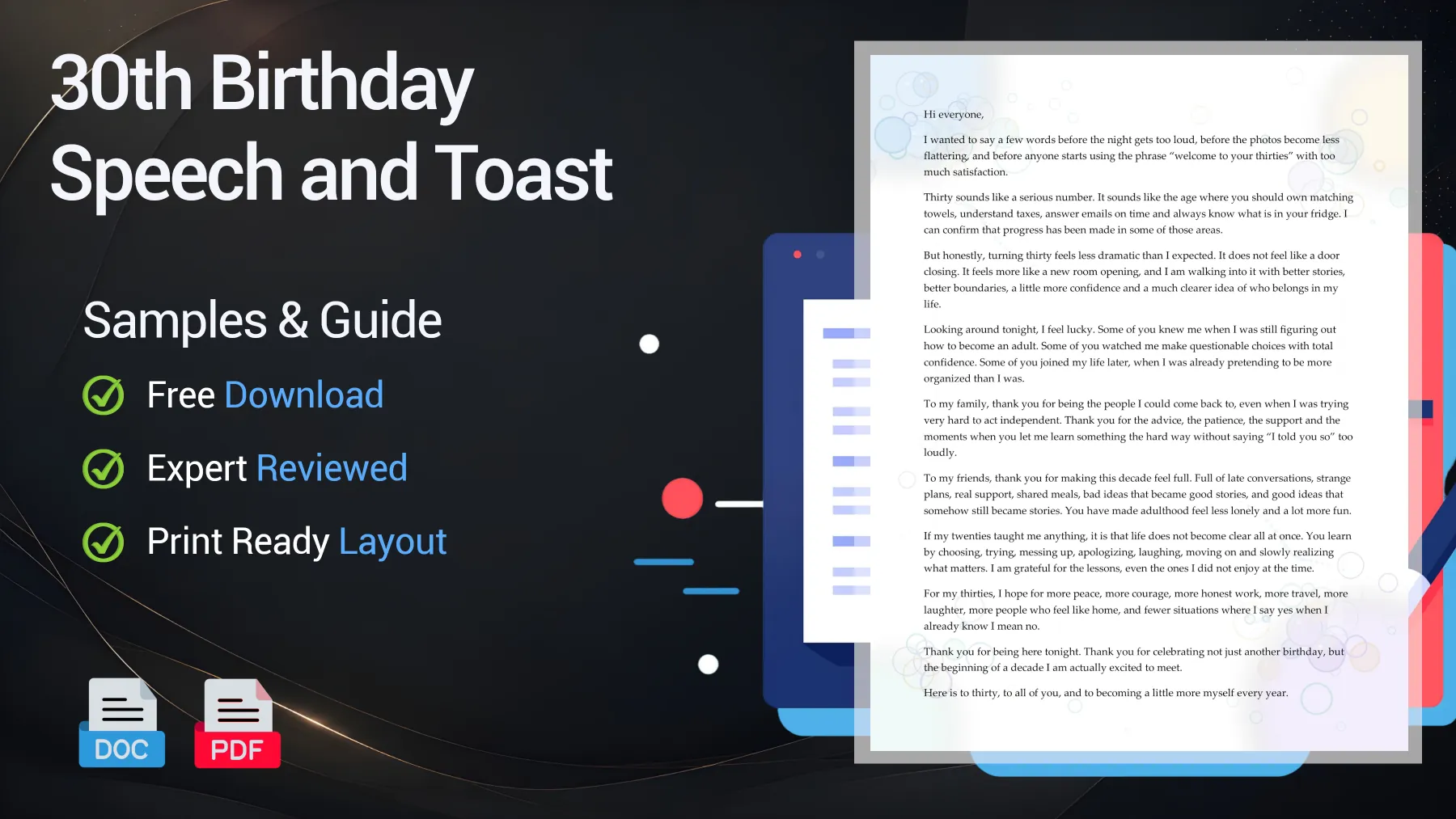 Example of a 30th birthday speech and milestone birthday toast