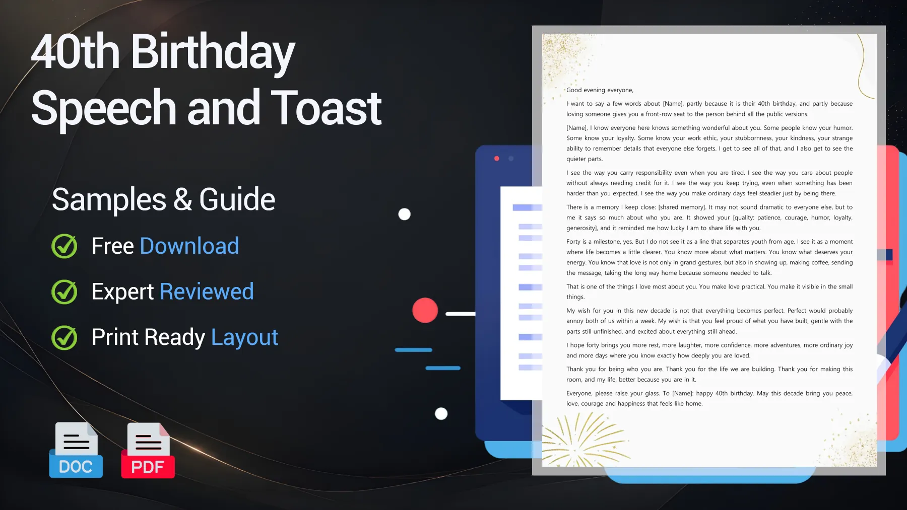 Example of a 40th birthday speech and milestone birthday toast