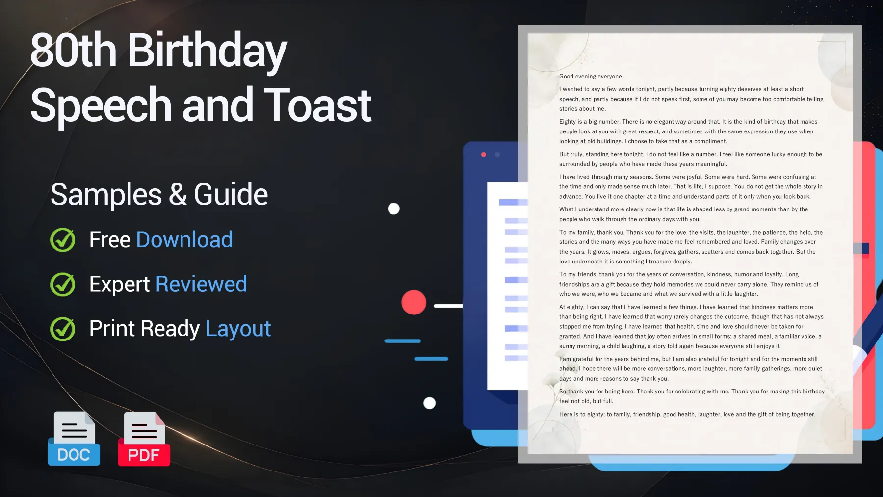 Example of an 80th birthday speech and lifetime milestone birthday toast