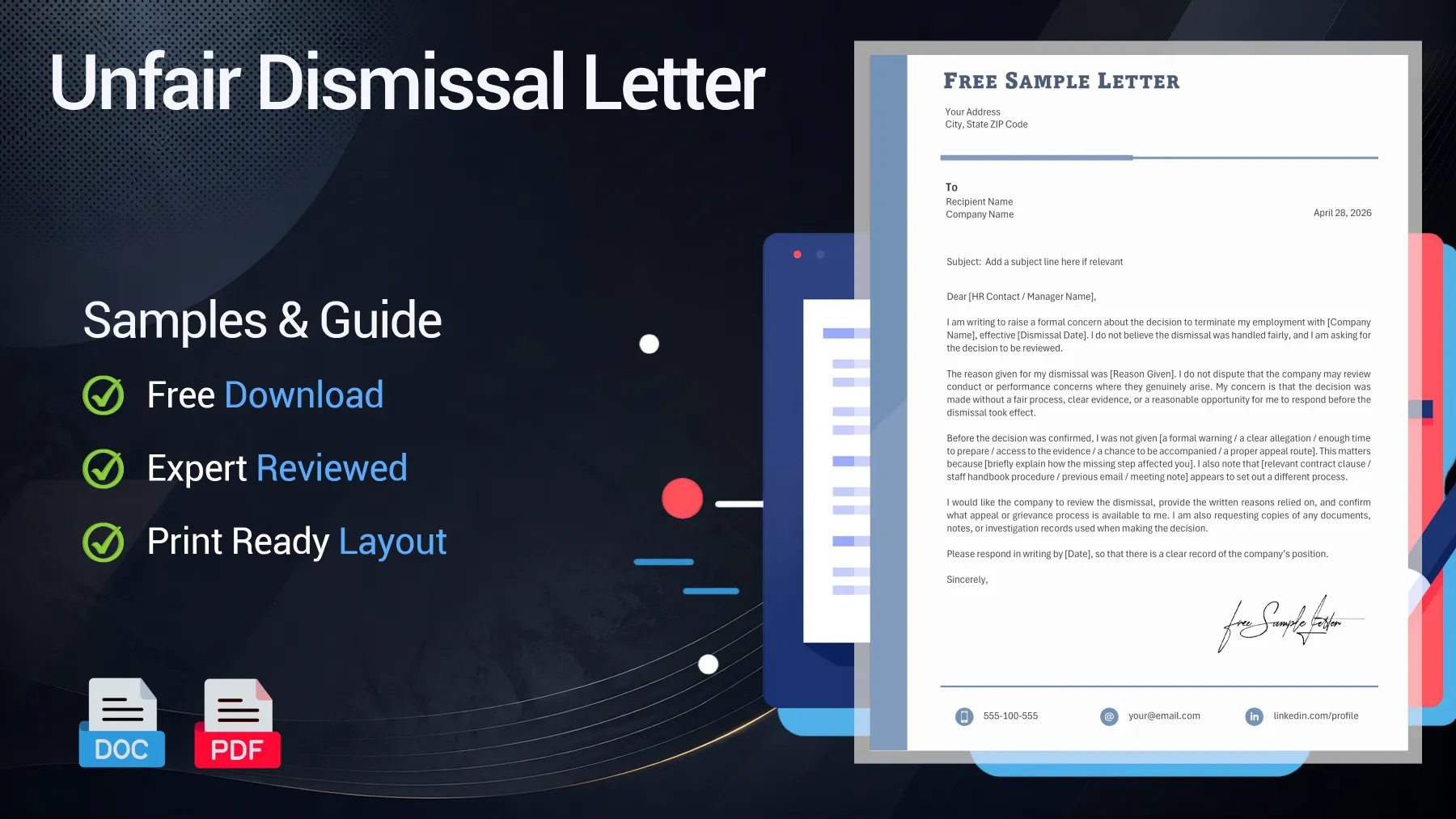 Example of an unfair dismissal complaint letter sent by an employee to an employer