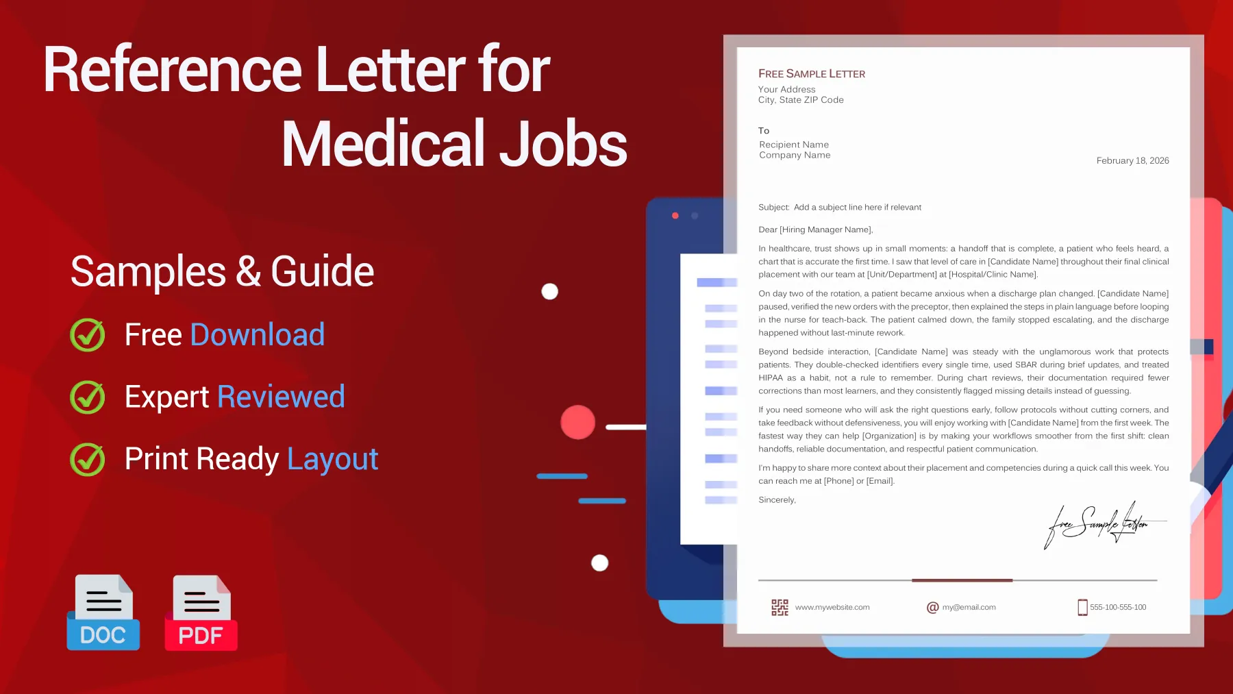 Example of a medical reference letter for a healthcare position