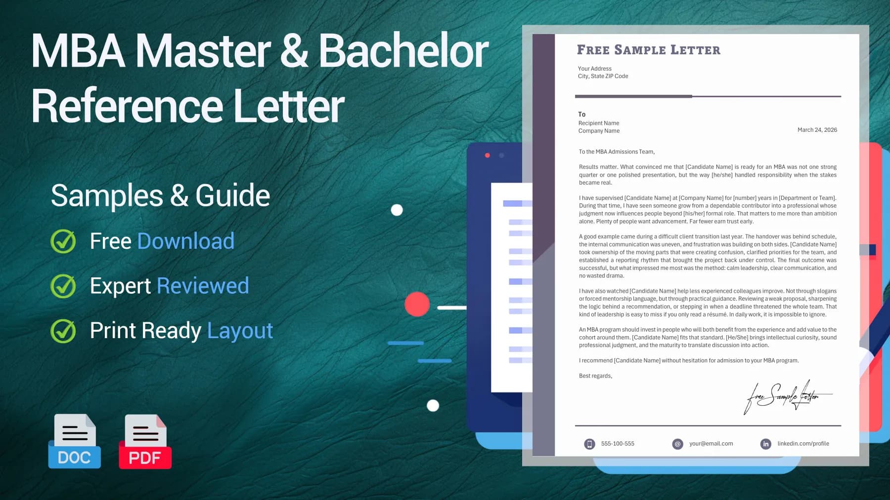 Example of an MBA or master reference letter for a graduate program position