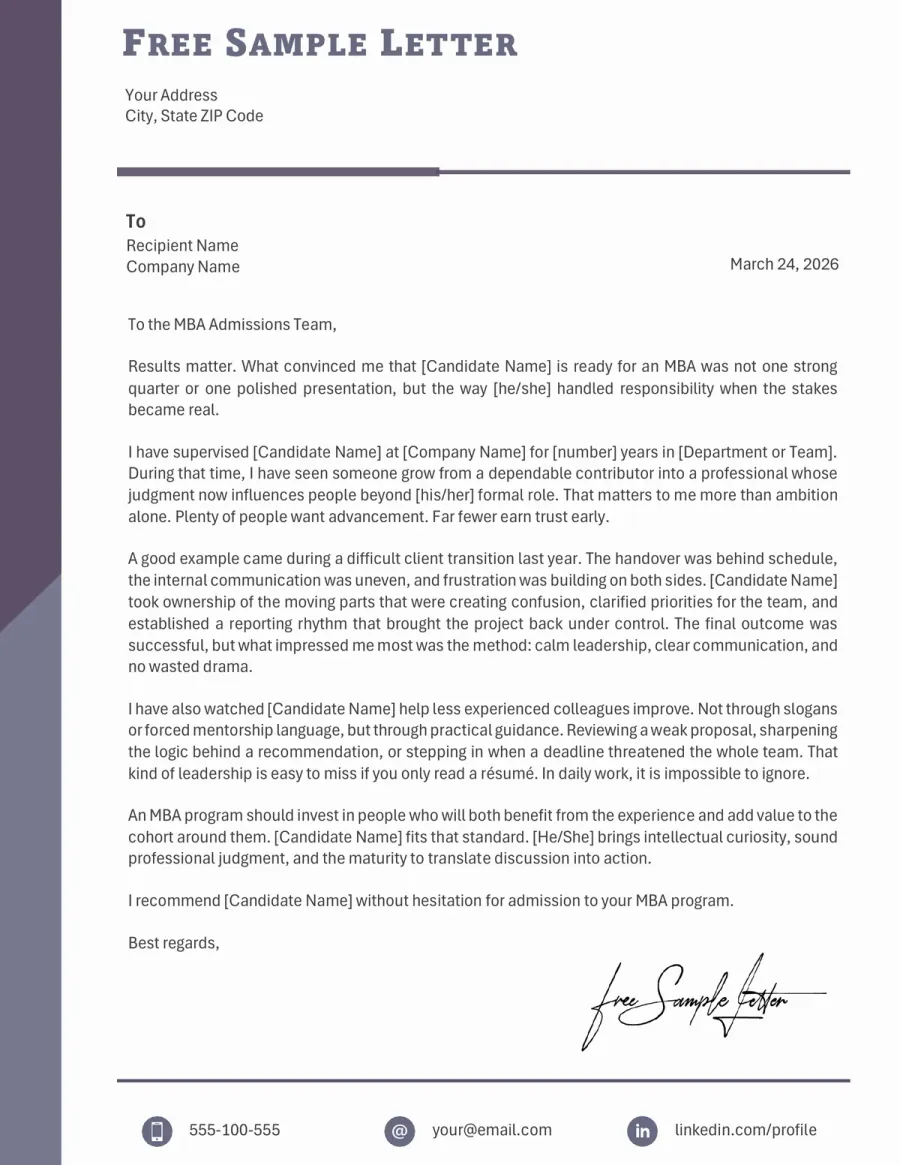 Preview These Recommendation Letter Templates Before Word/PDF Download