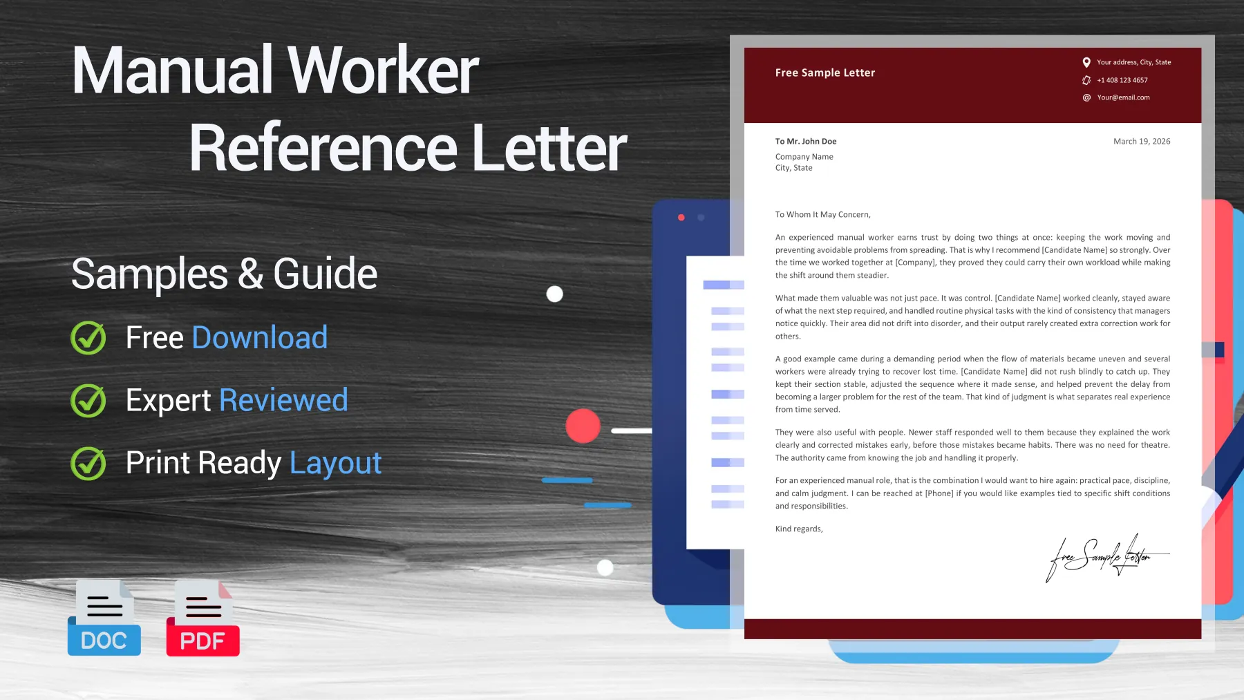 Example of a manual worker reference letter for a labour position