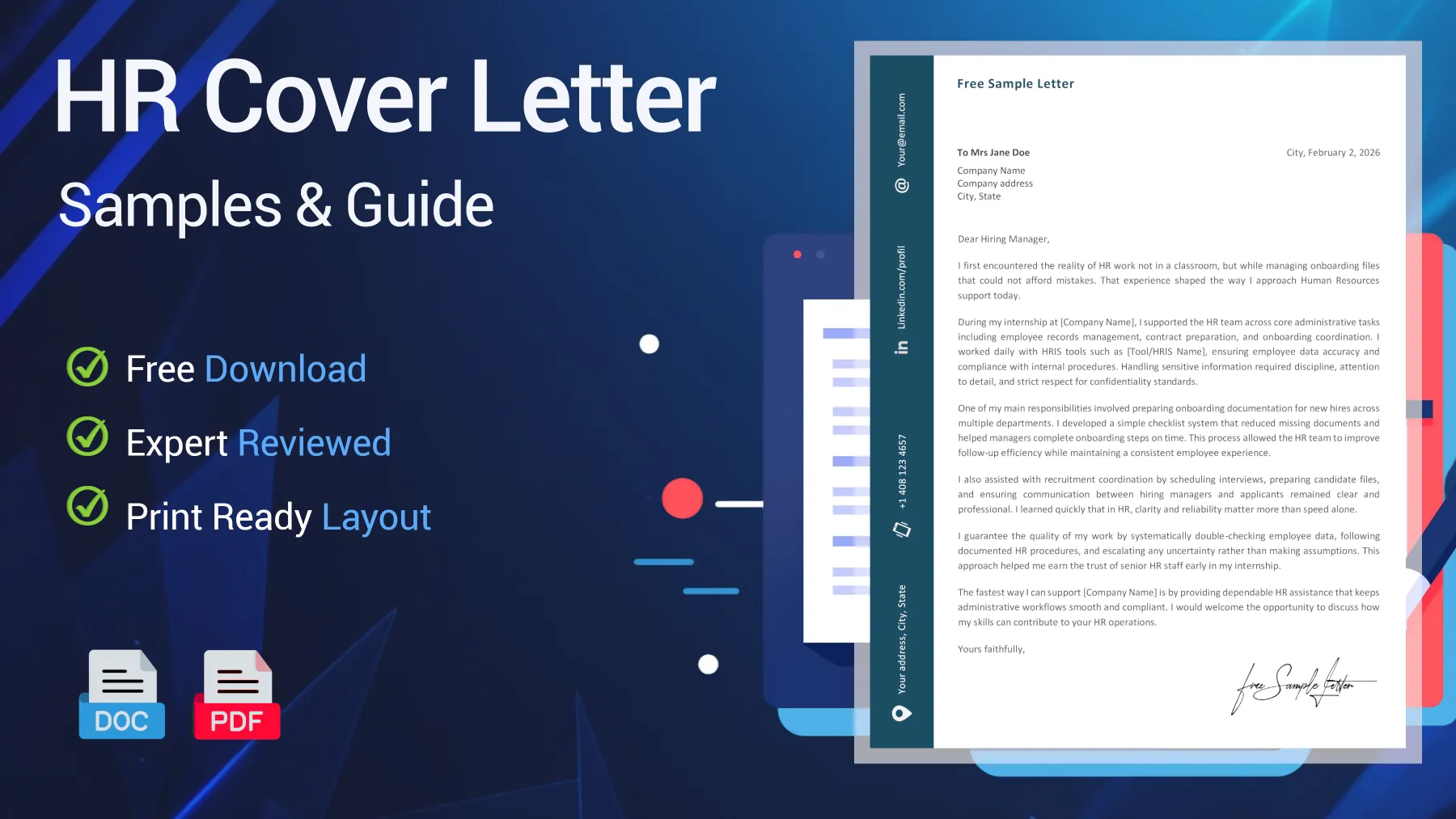 Example of a human resources assistant cover letter for an HR support position