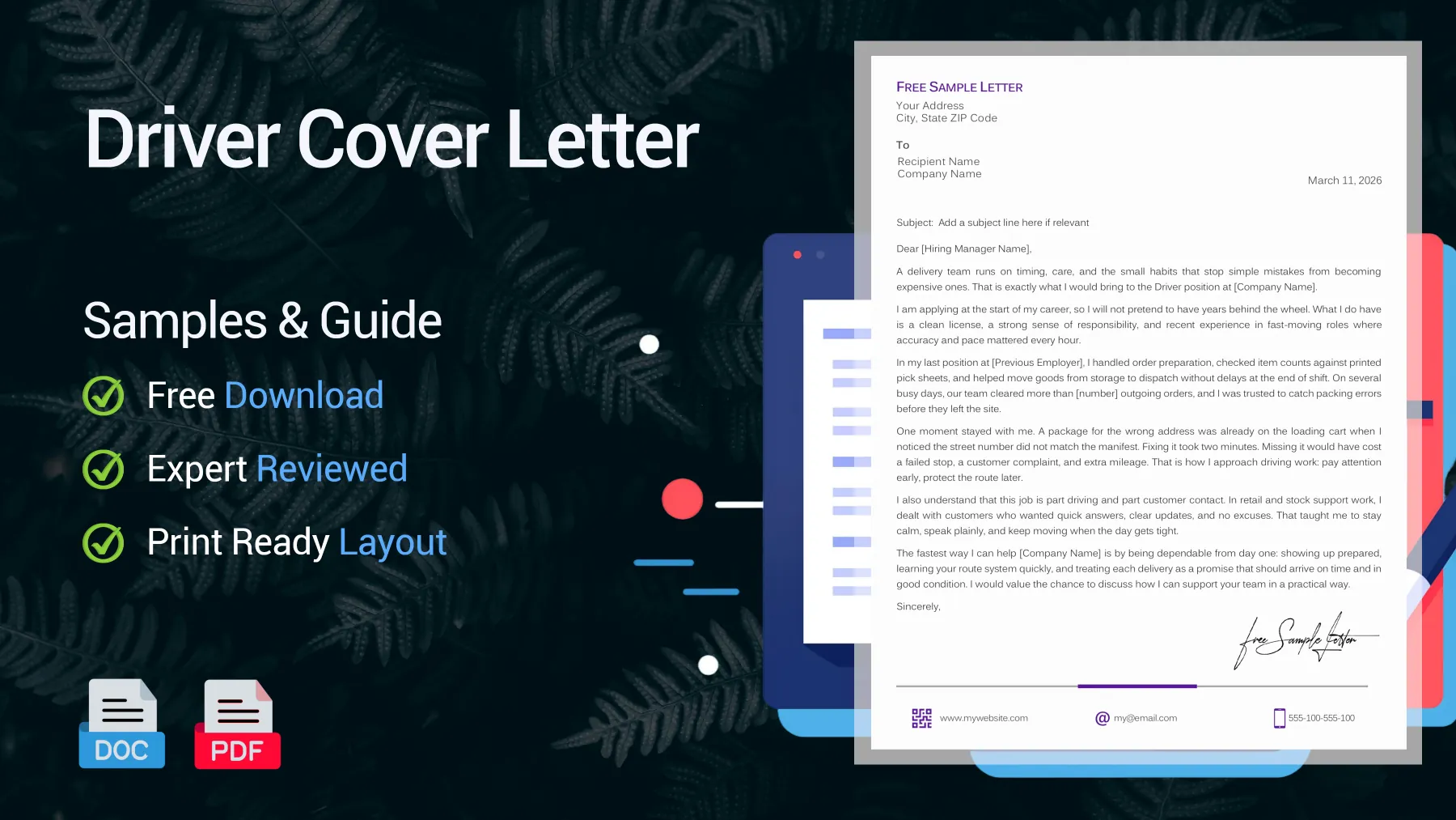 Example of a driver cover letter for a driver position