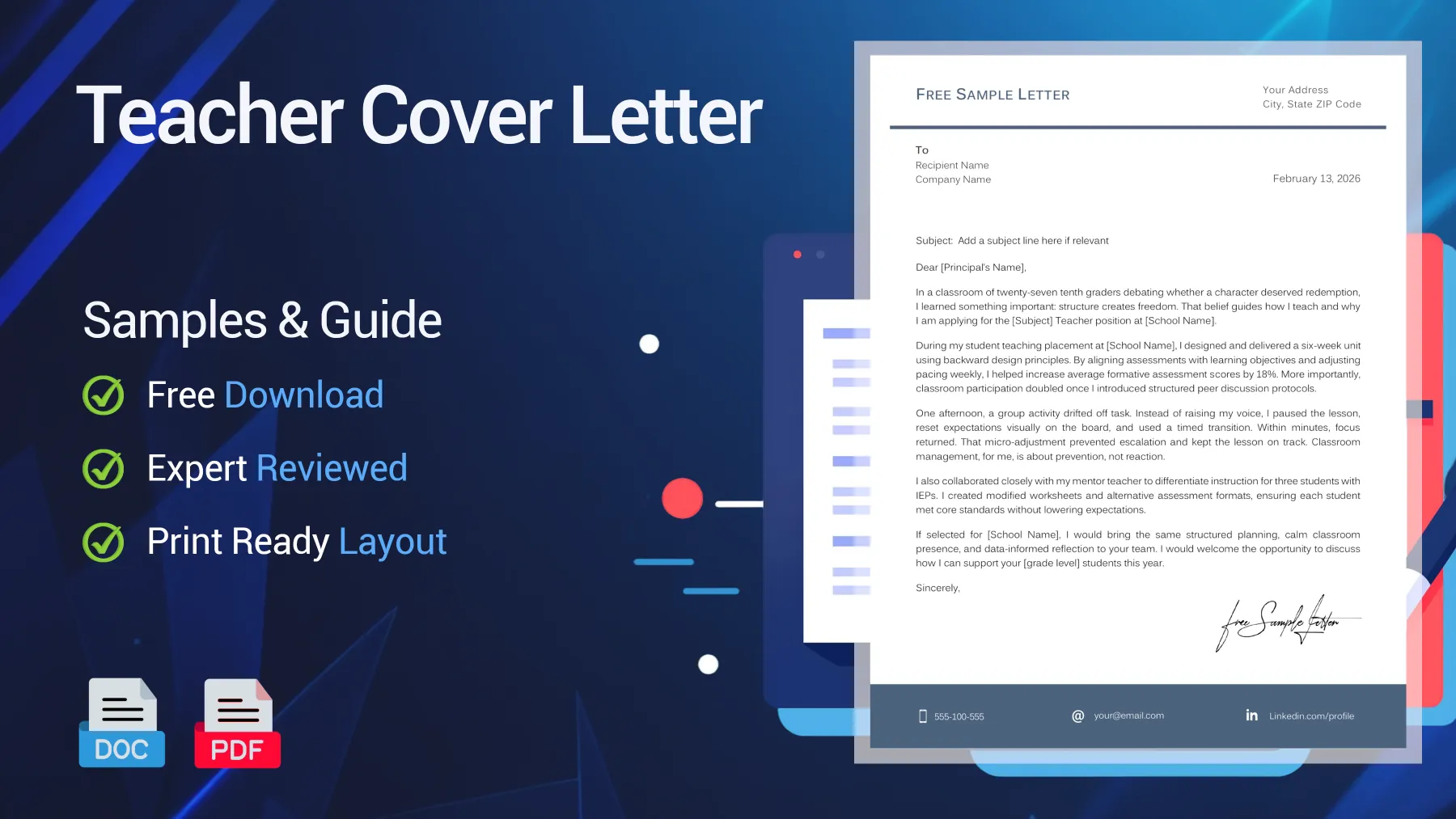 Example of a teacher cover letter for a school position