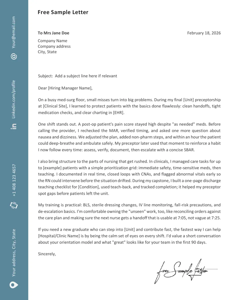 Nurse Cover Letter Template Preview Before You Download