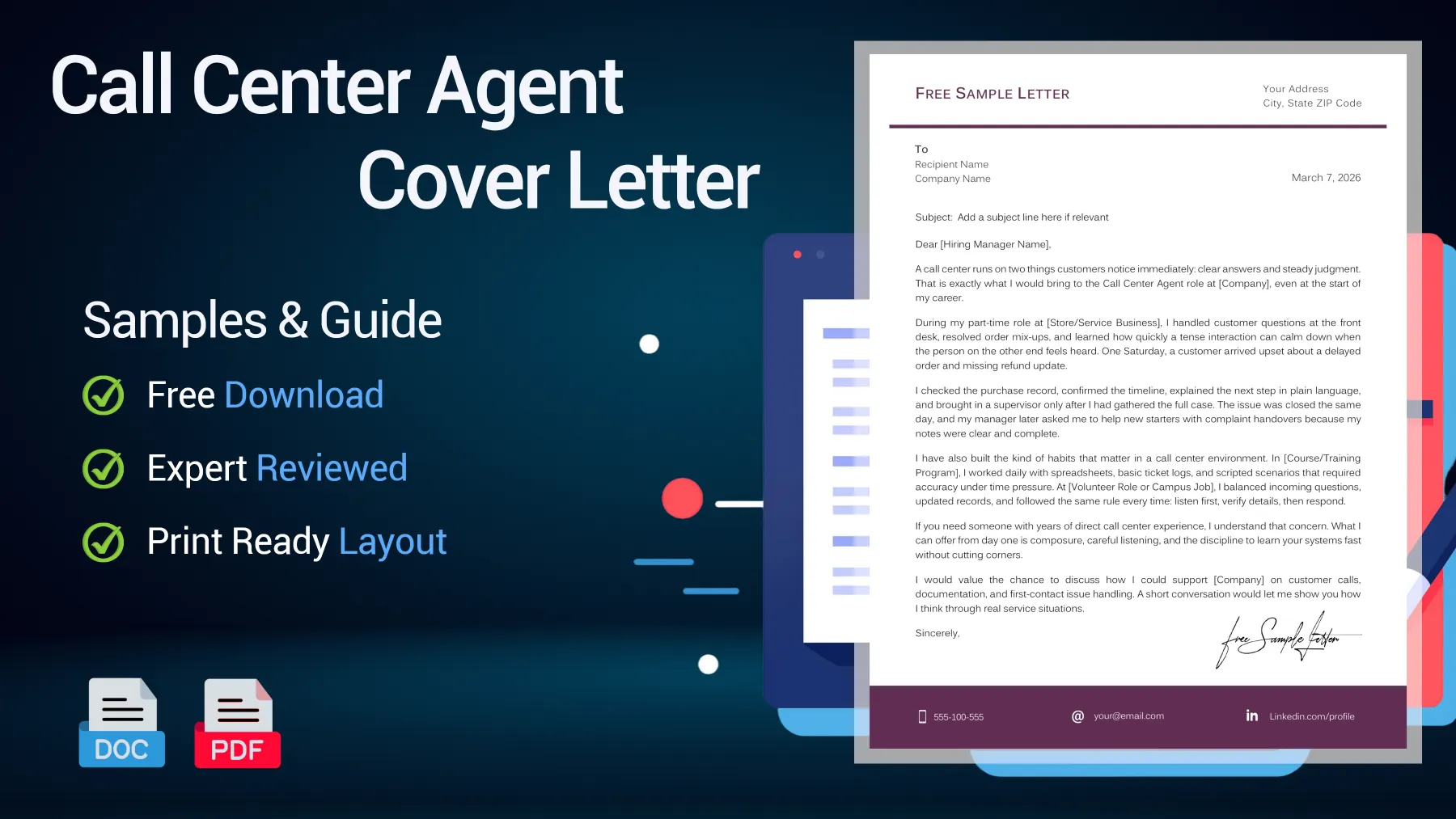 Example of a call center agent cover letter for a customer service position